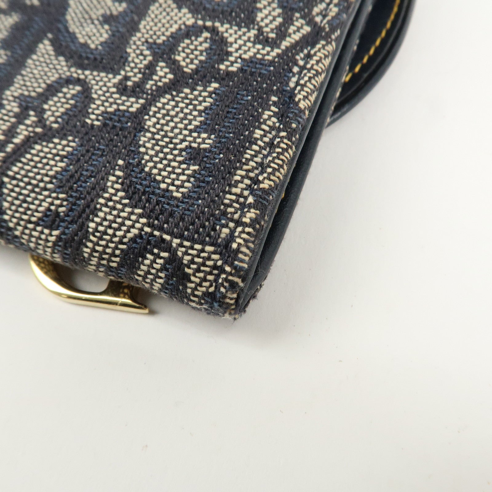 Christian Dior Trotter Canvas Saddle Bi-Fold Long Wallet Navy Used