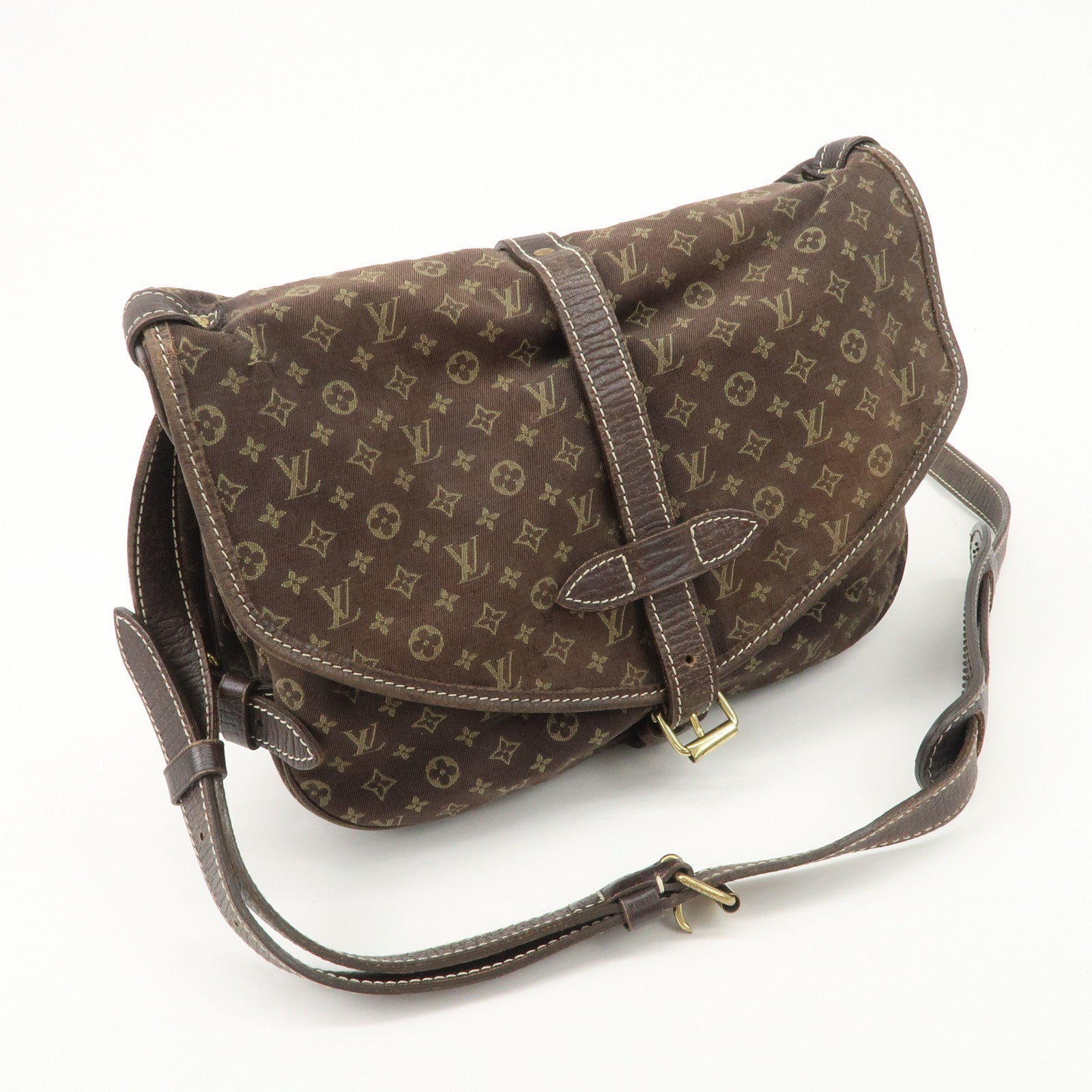 Louis Vuitton Monogram Mini Saumur 30 Hand Bag Brown Canvas Ｍ95227 Used