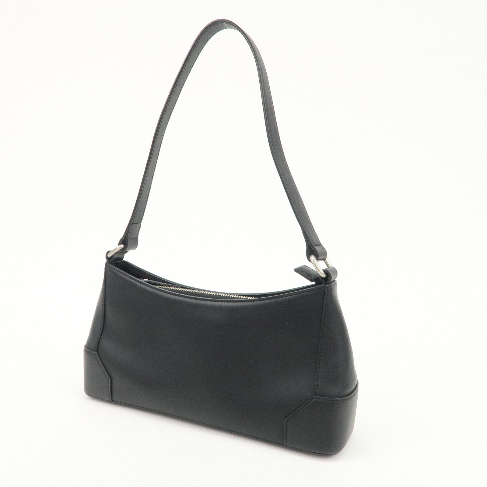 BUBERRY Logo Leather Shoulder Bag Hand Bag Black Used