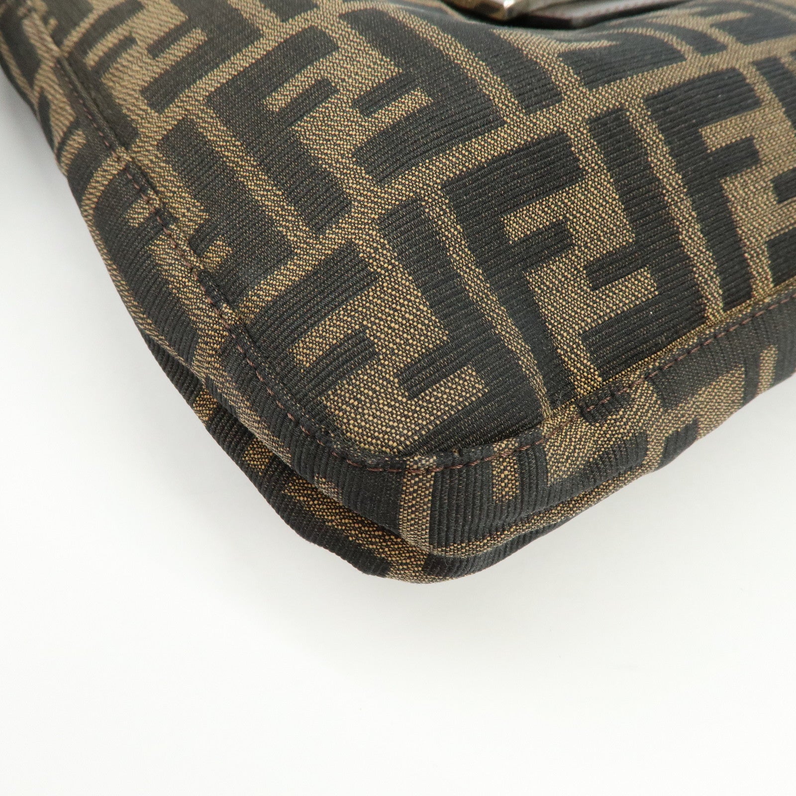 FENDI Zucca Canvas Shoulder Bag Hand Bag Brown Black 265690