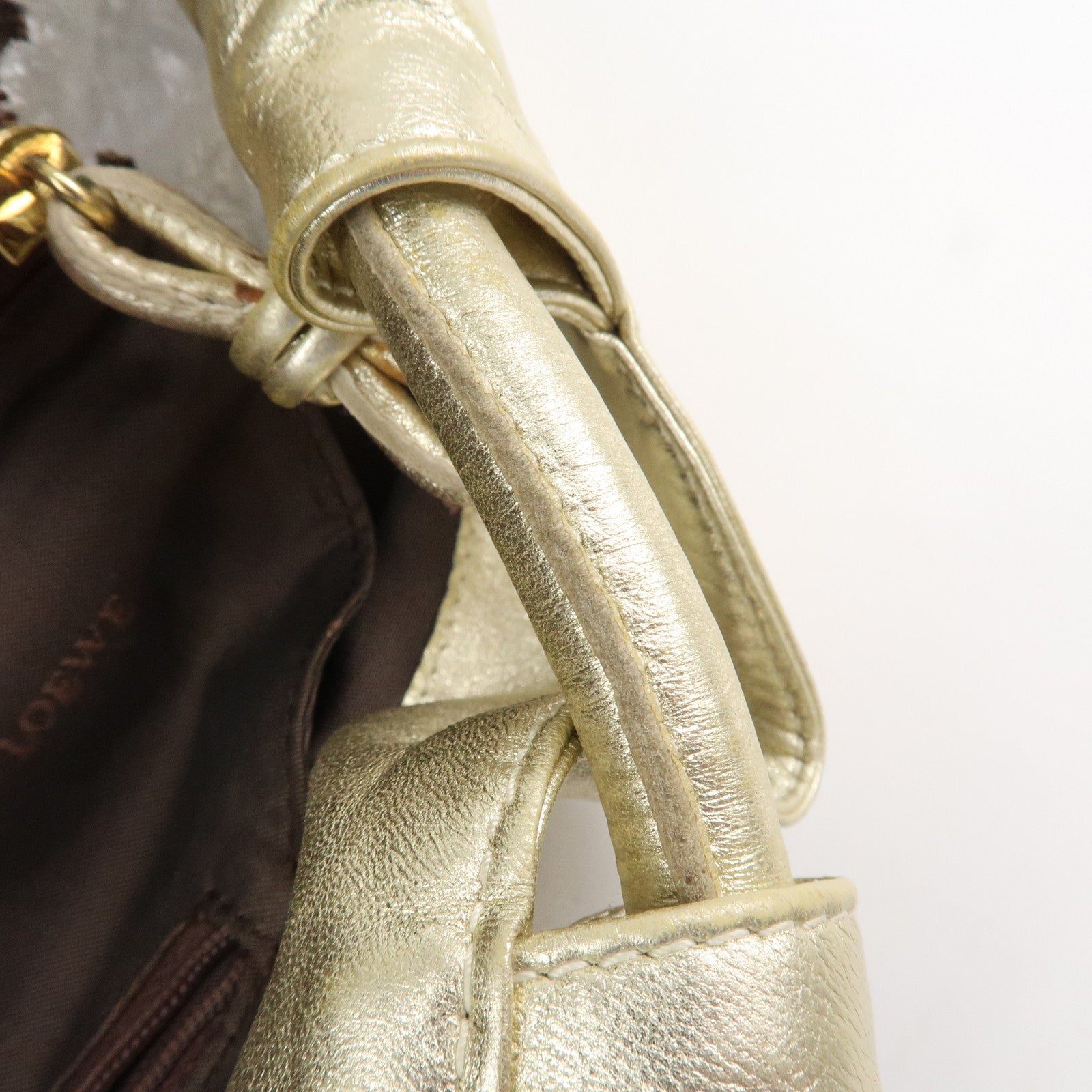 LOEWE Anagram Leather Nappa Aire Hand Bag Tote Bag Gold