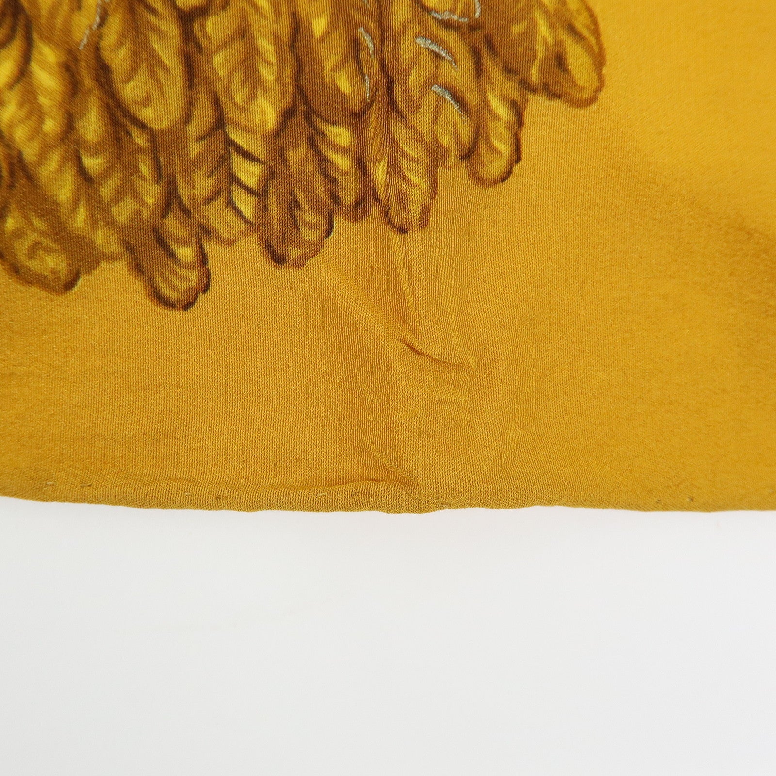 CHANEL Silk 100% Scarf Flower Motif Gold