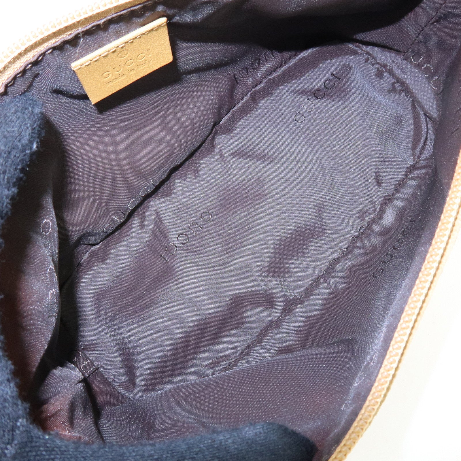 GUCCI Boat Bag Suede Leather Pouch Hand Bag Brown 039.1103