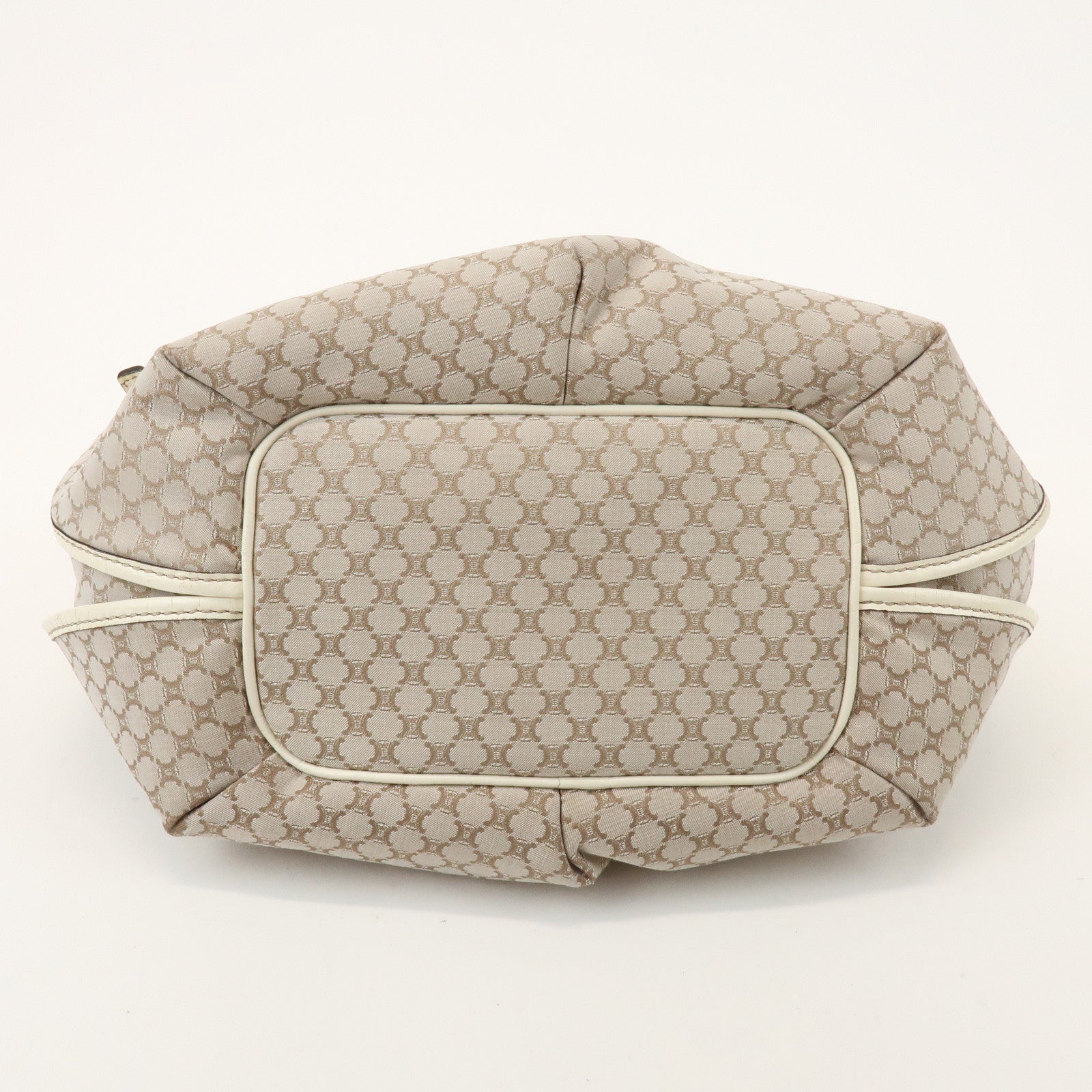CELINE Macadam Bittersweet Canvas Leather Shoulder Bag Beige Ivory