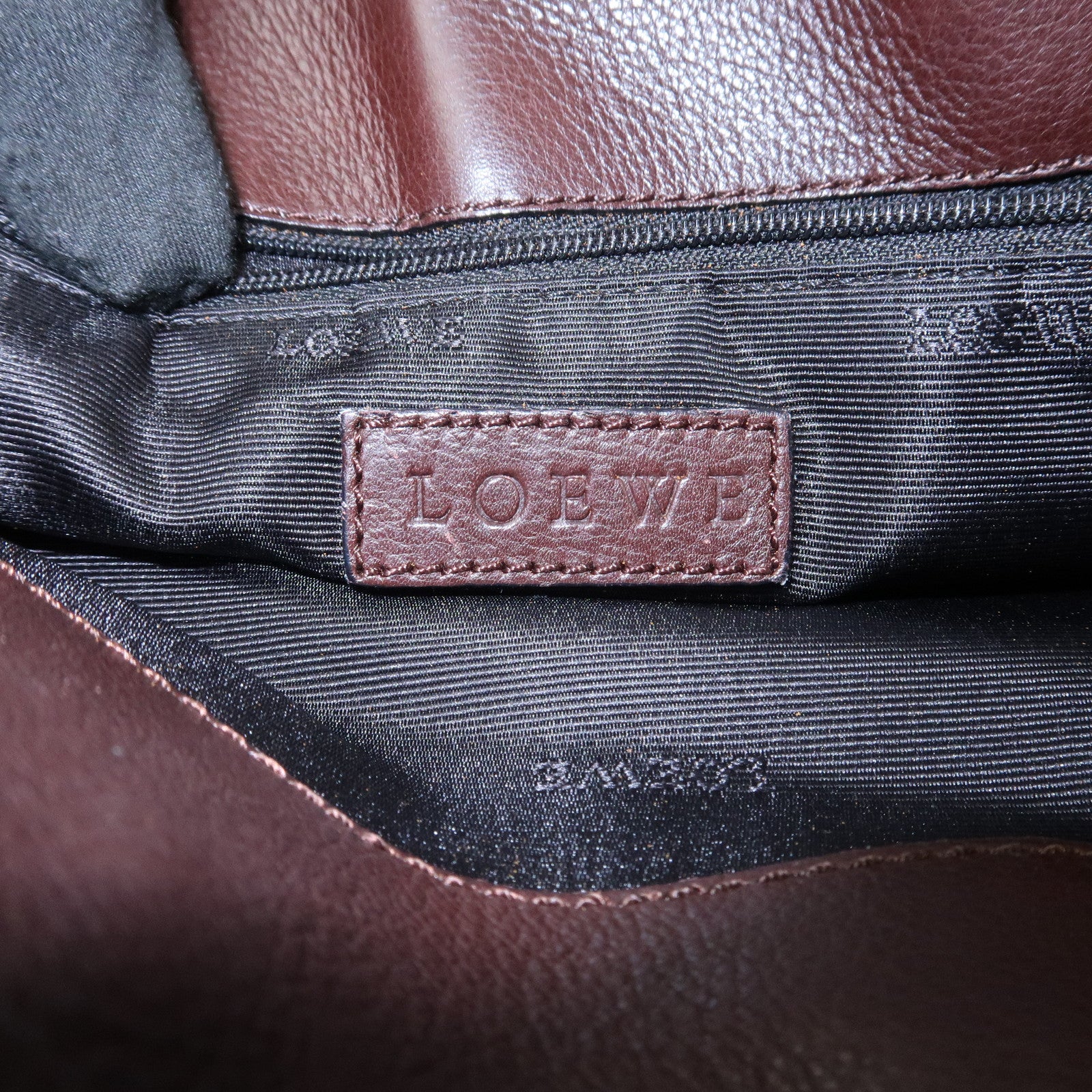 LOEWE Anagram Logo Leather Shoulder Bag Crossbody Bag Brown