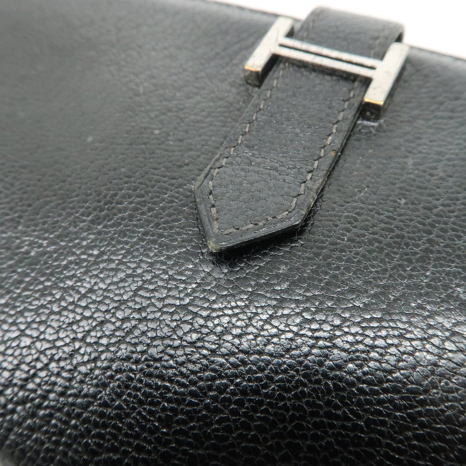 HERMES Bearn Veau Epsom Leather Bi-fold Long Wallet Black