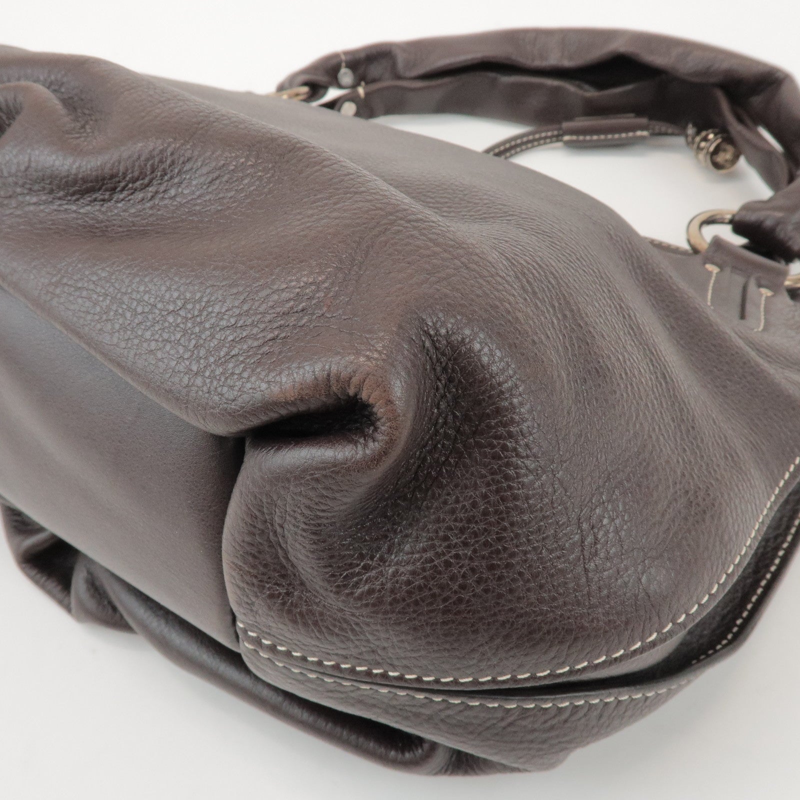 CELINE Bittersweet Leather Shoulder Bag Hand Bag Dark Brown