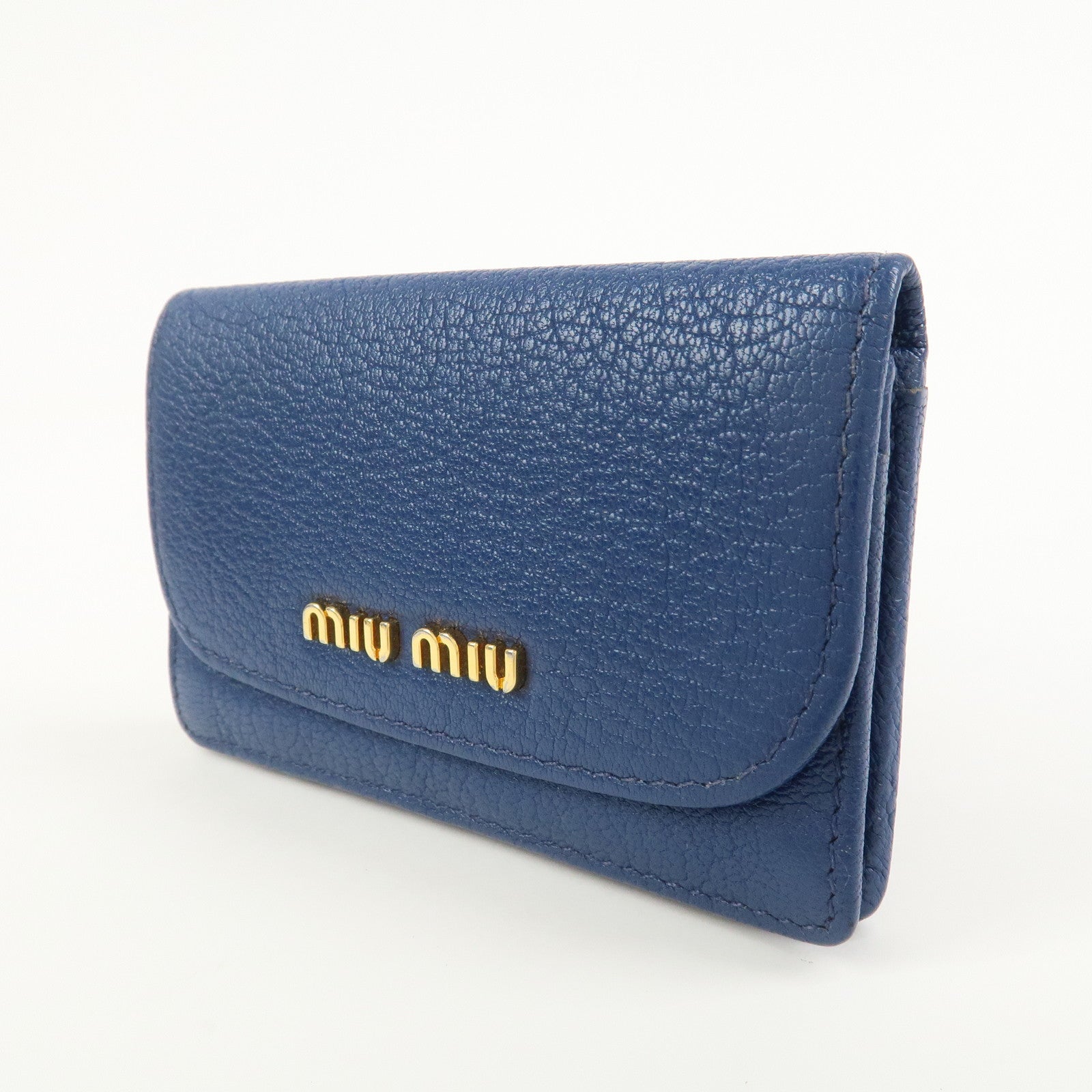 MIU MIU Leather Card Case Card Holder Fragment Case Blue 5M1122