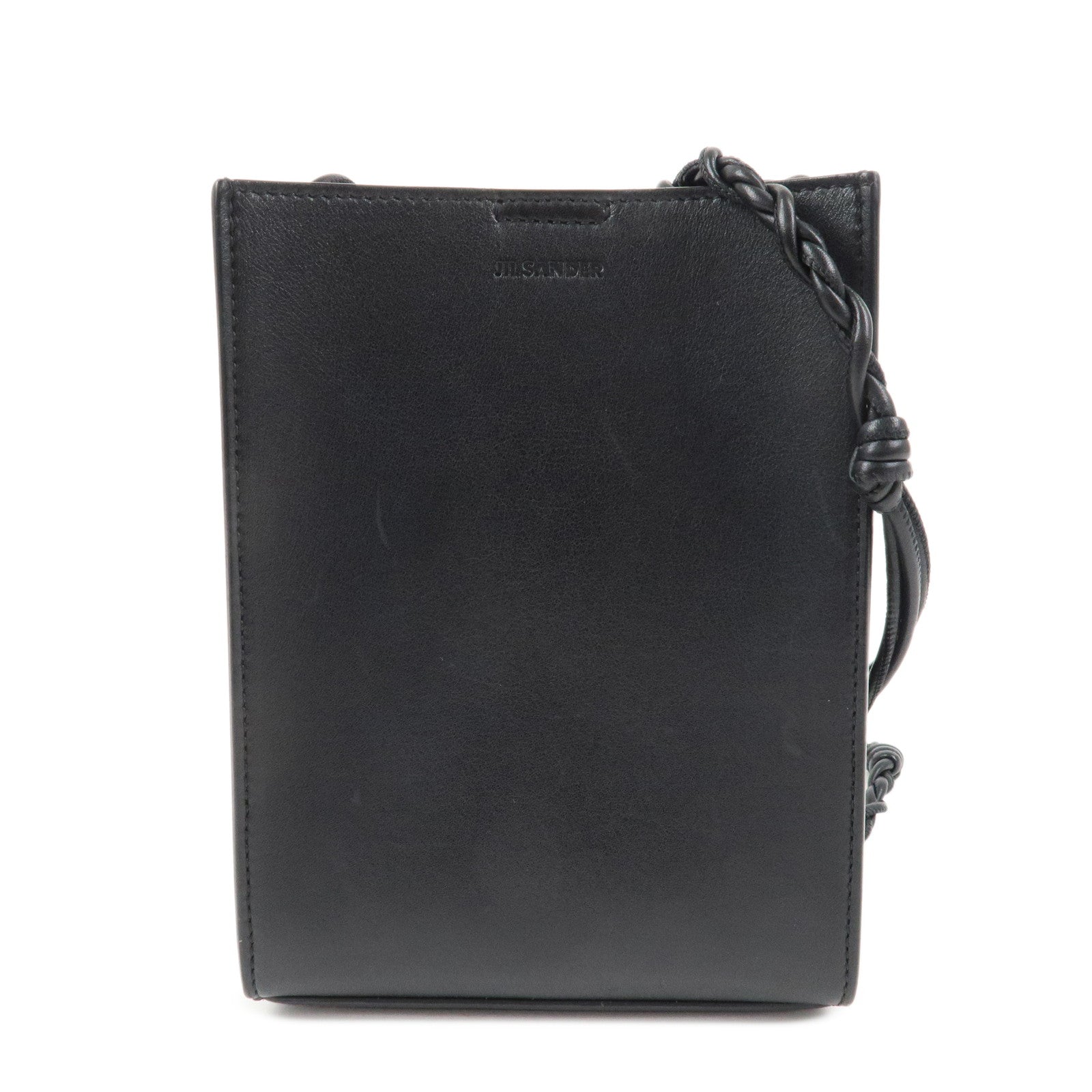 JIL SANDER Tangle Small Logo Leather Shoulder Bag Black