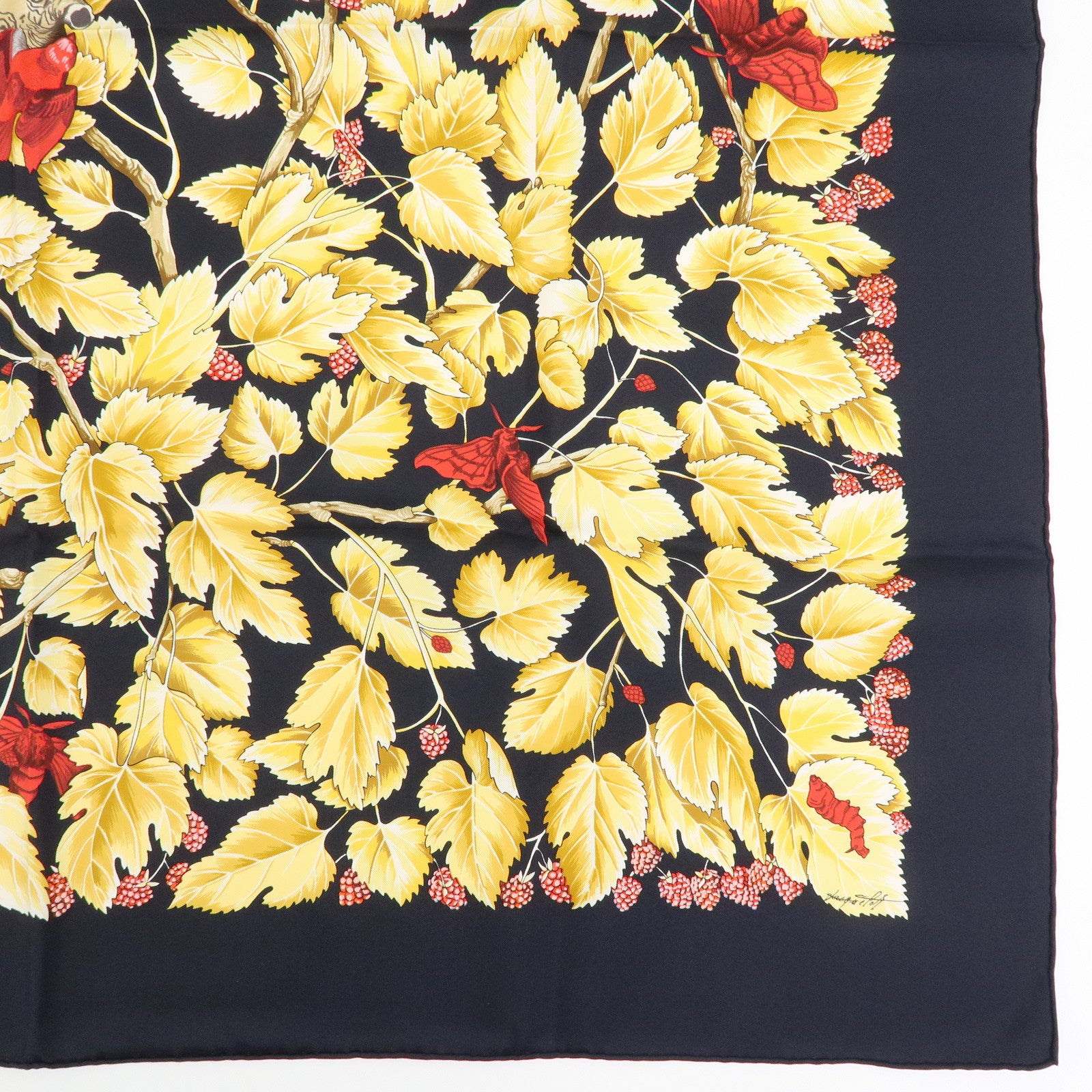 HERMES Carre 90 Silk 100% Scarf l'ARBRE de SOiE Black Light Brown