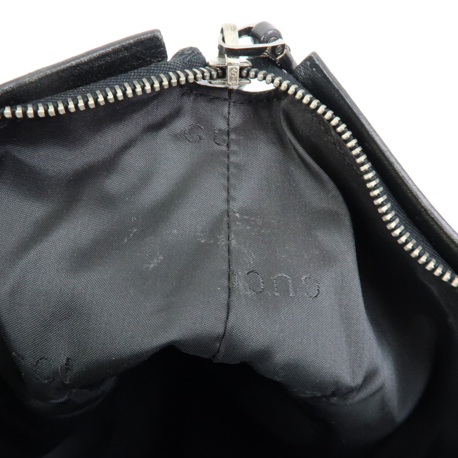 GUCCI Leather Shoulder Bag Hand Bag Tote Bag Black 001・3770
