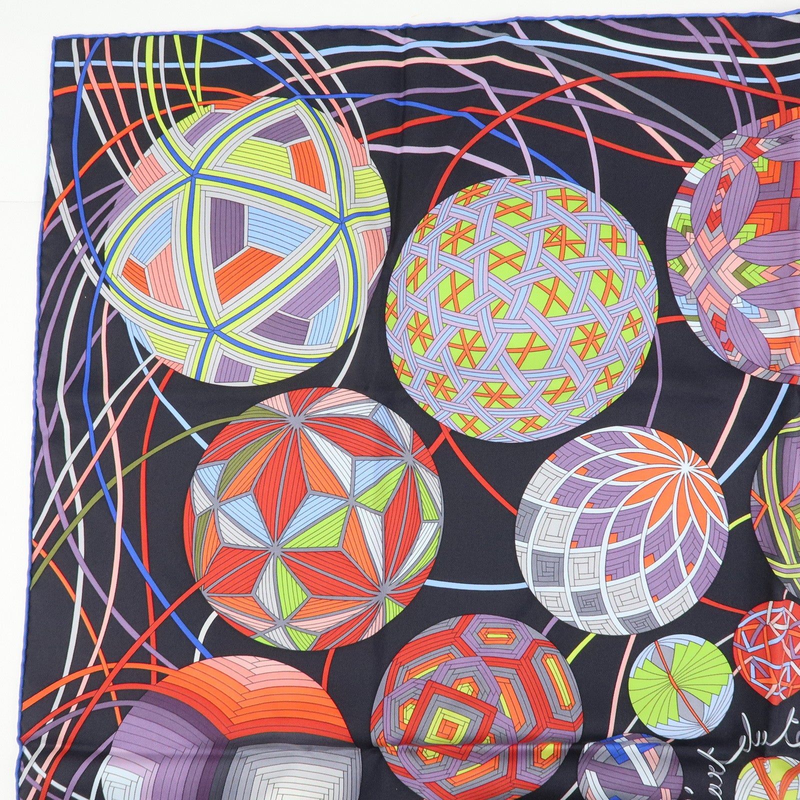 HERMES Carre 90 Silk 100% Scarf L'art du temari Black