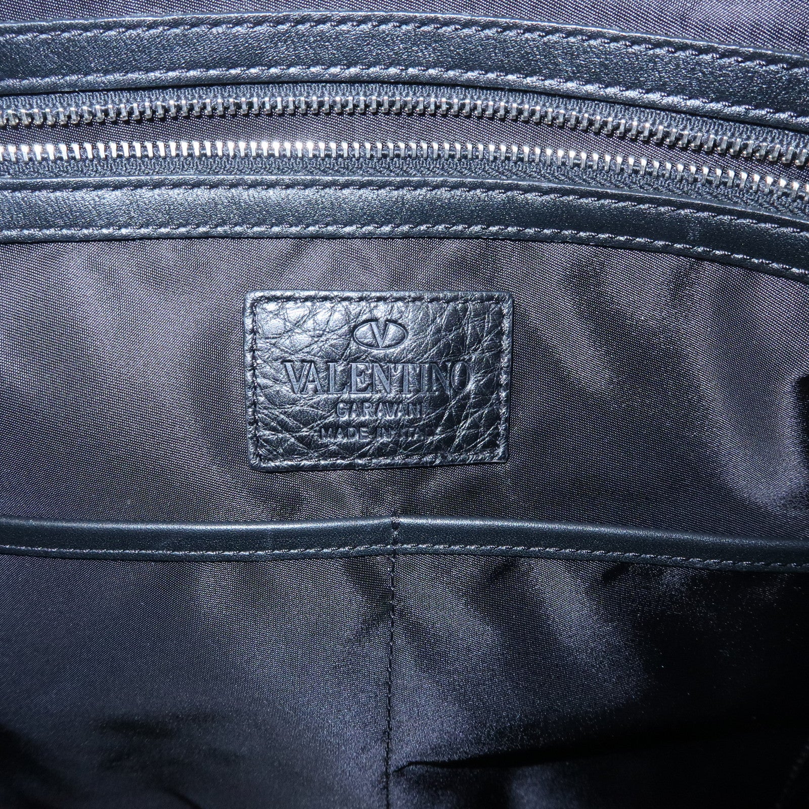 VALENTINO Studs Leather 2Way Bag Shoulder Bag Hand Bag Black