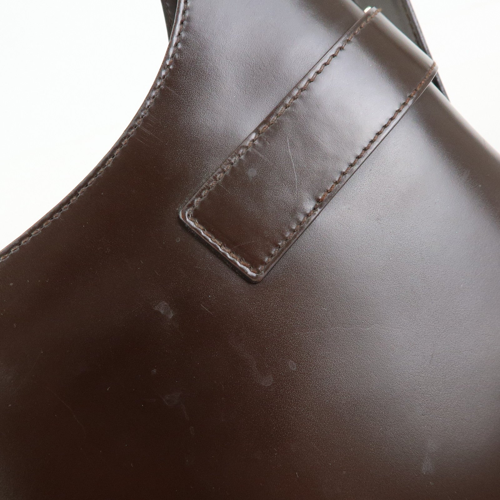 Ferragamo Gancini Leather Shoulder Bag Hand Bag Dark Brown