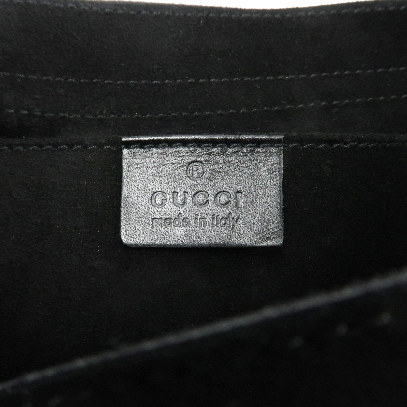 GUCCI Suede Leather Heart Shoulder Bag Black 95107