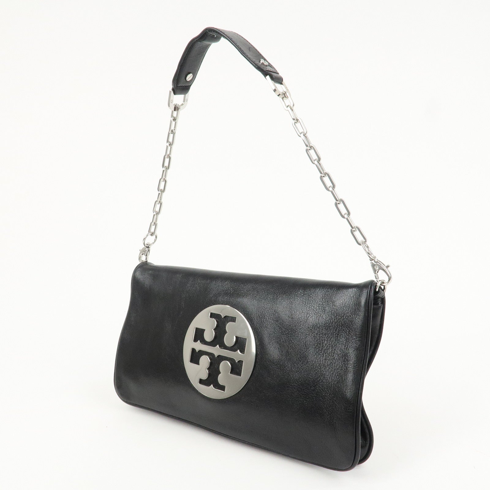 TORY BURCH Leather 2Way Bag Shoulder Bag Clutch Bag Black