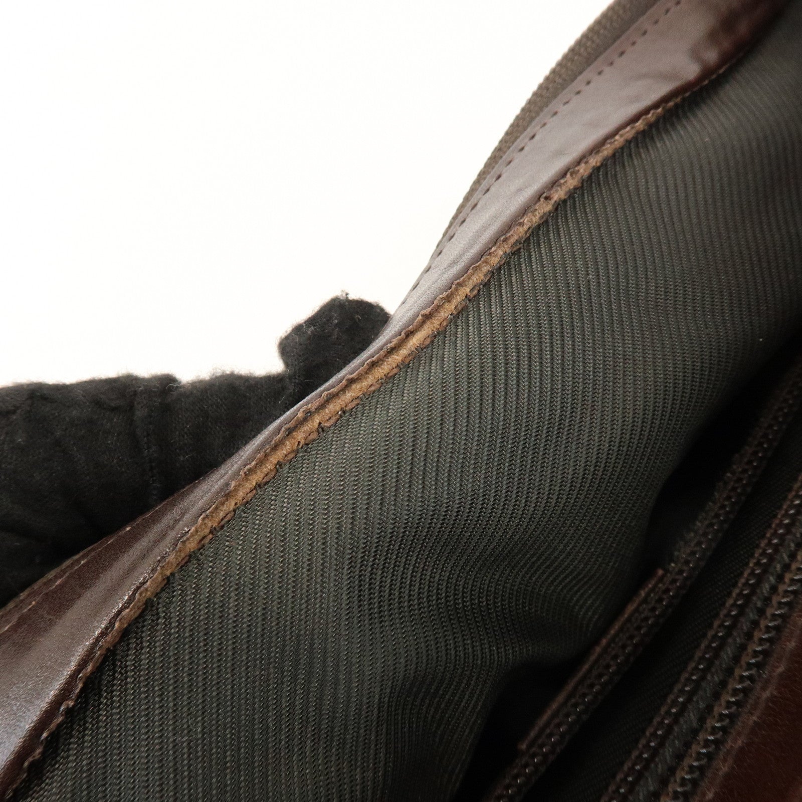 GUCCI GG Canvas Leather Tote Bag Shoulder Bag Dark Brown 34339