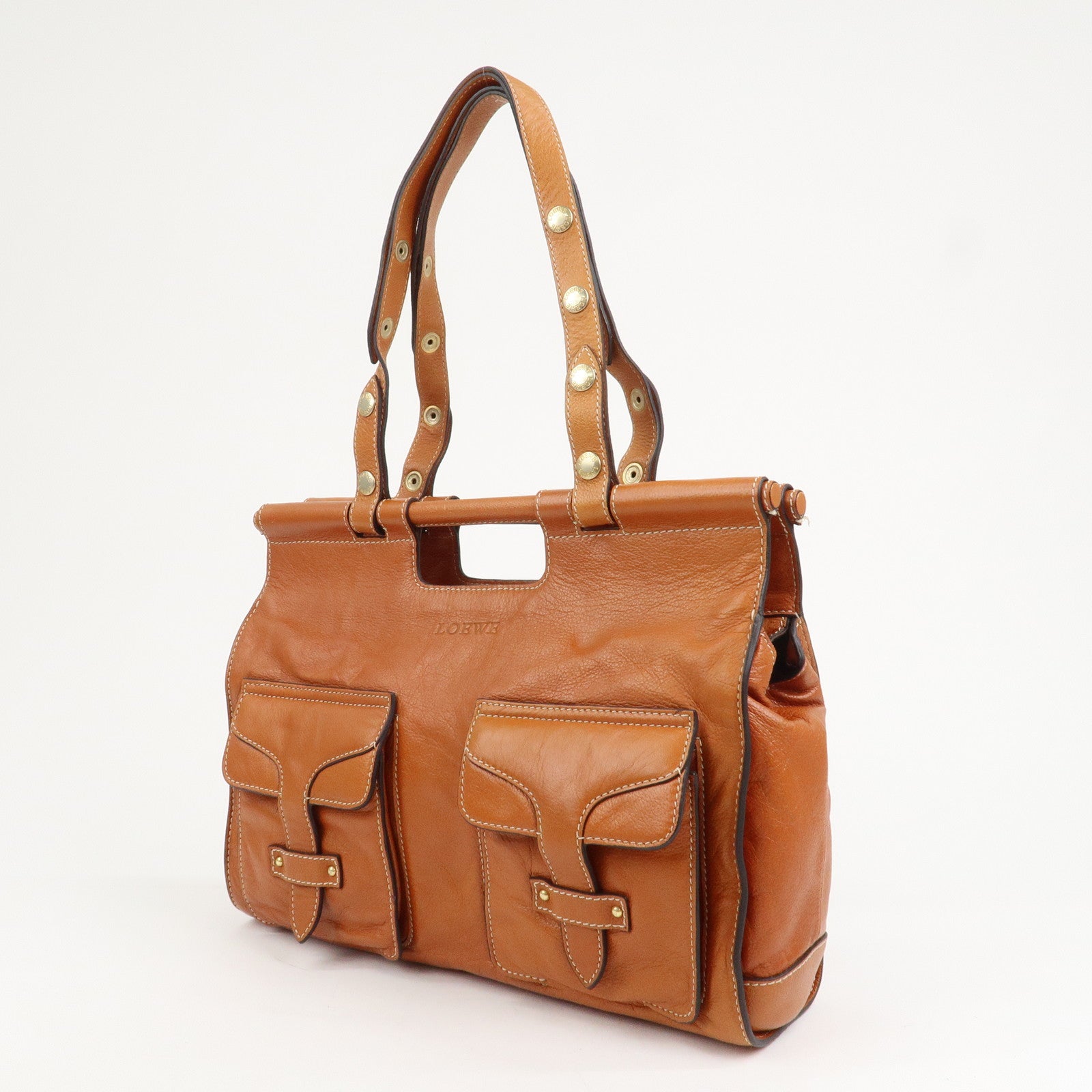LOEWE Leather Candy 2Way Bag Shoulder Bag Hand Bag Brown