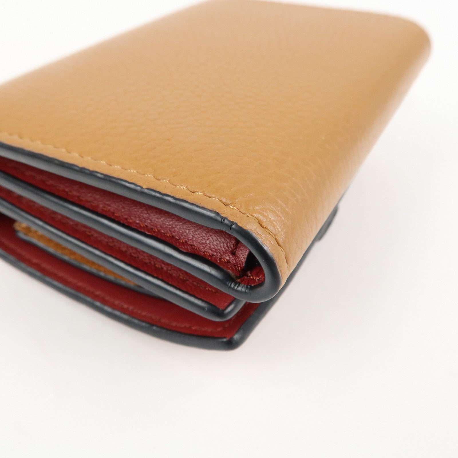 LOEWE Leather Tri-fold Compact Wallet Brown Used