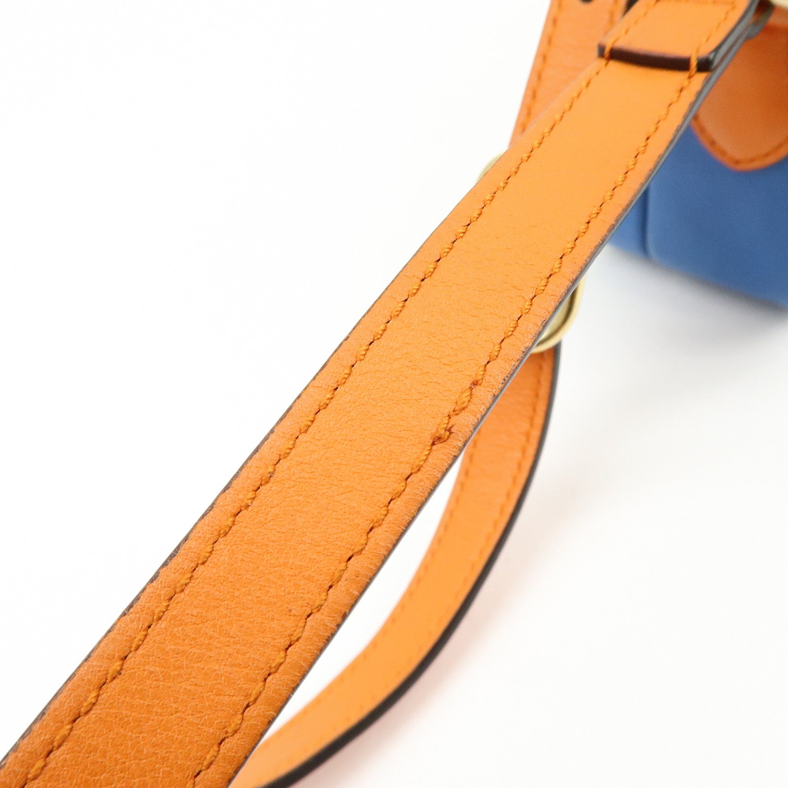GUCCI Logo Interlocking G Leather Shoulder Bag Blue Orange 658230