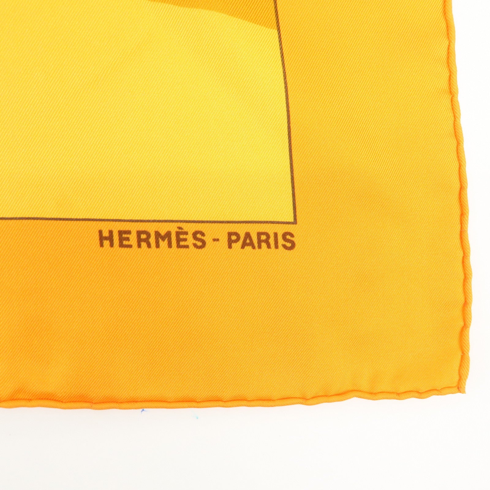 HERMES Carre 90 Silk 100% DES PLAGES NORMANDES2 Scarf Orange