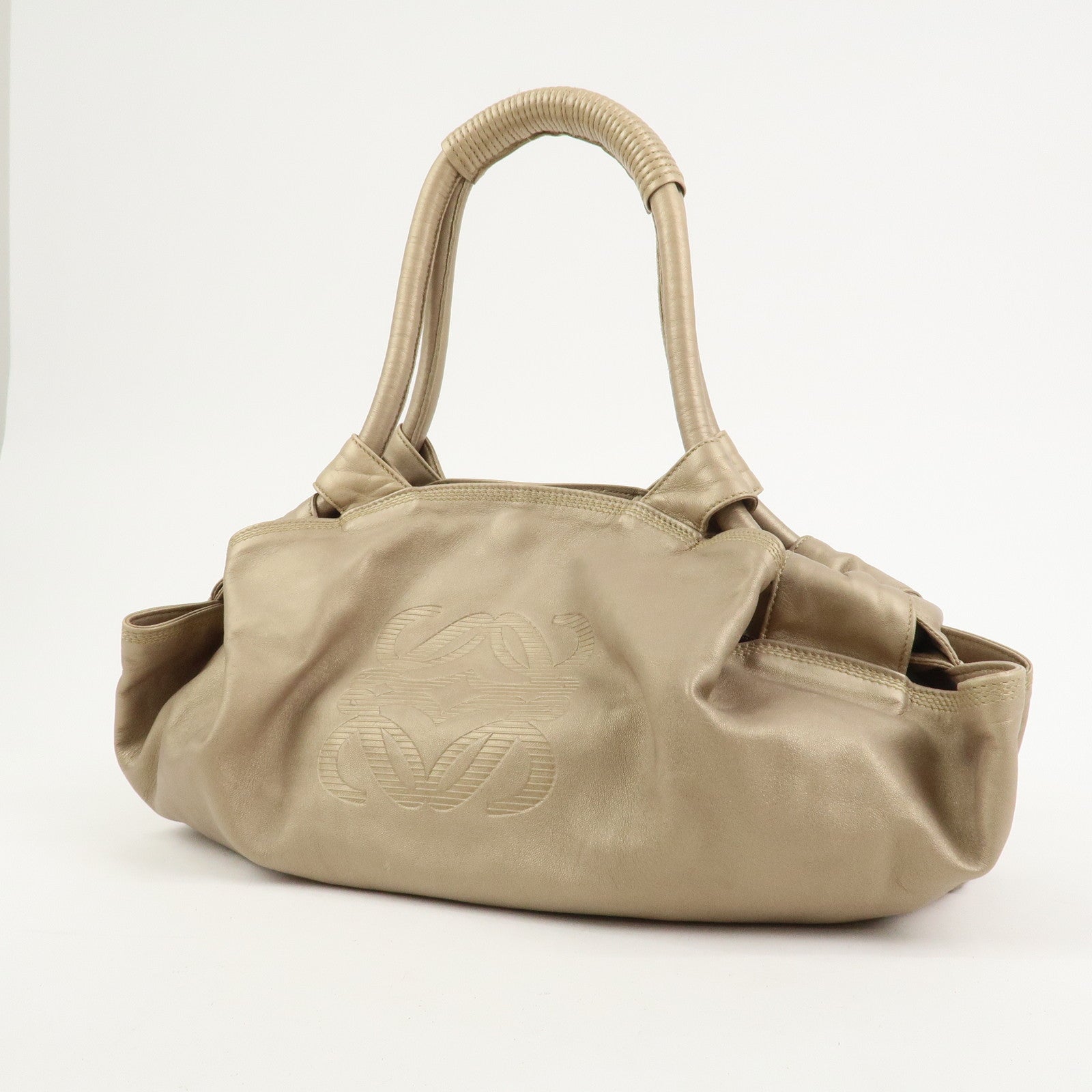 LOEWE Anagram Nappa Aire Leather Hand Bag Shoulder Bag Gold