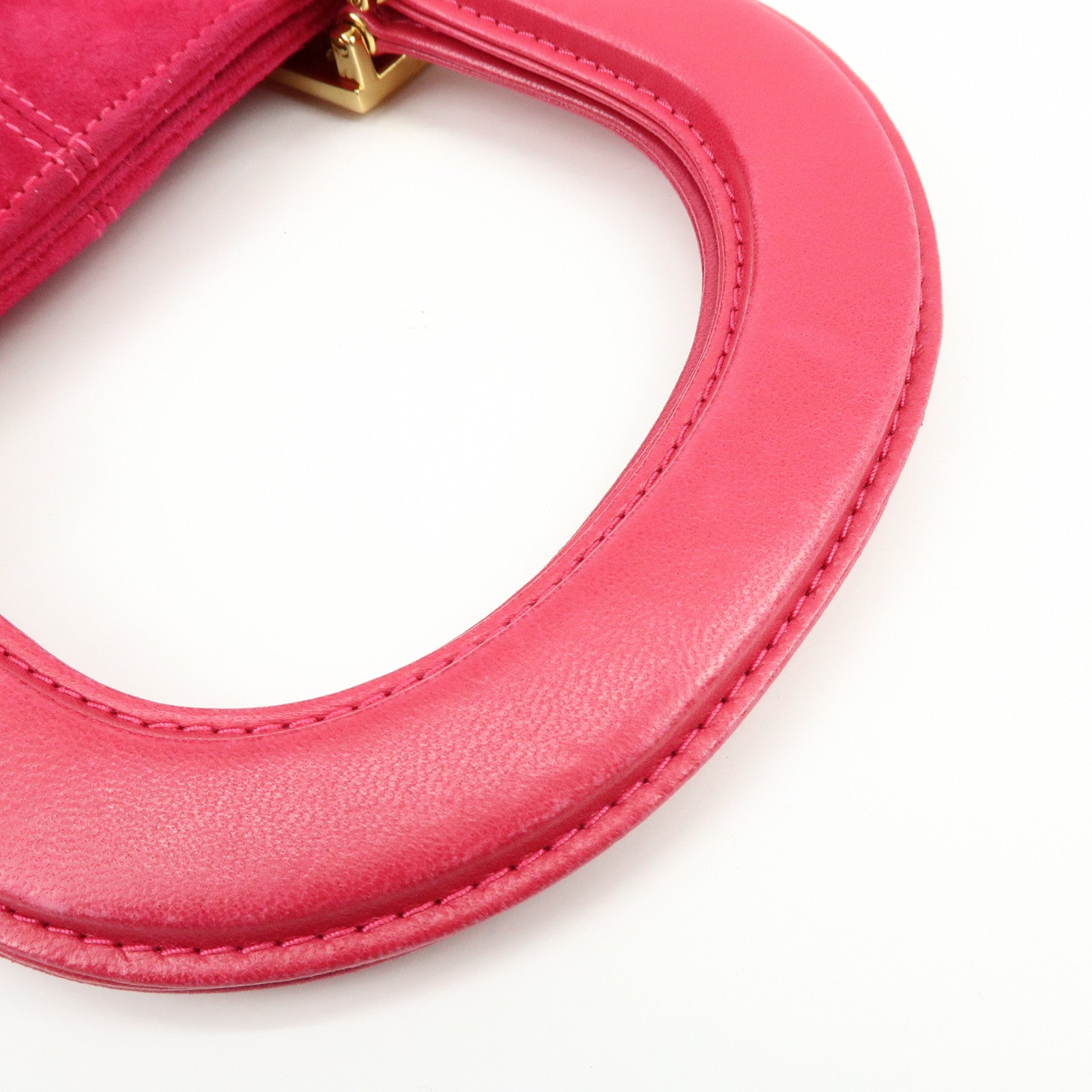 FENDI Logo Suede Leather Hand Bag Tote Bag Pink 2308・26693・609