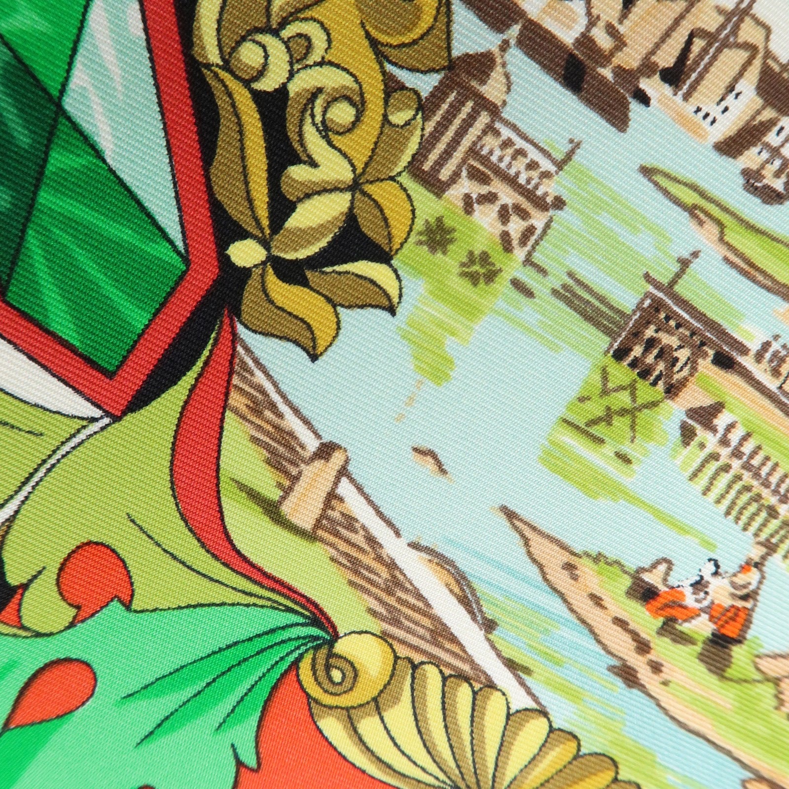 HERMES Carre 90 Silk100% Scarf L'Entente Cordiale Black White Green