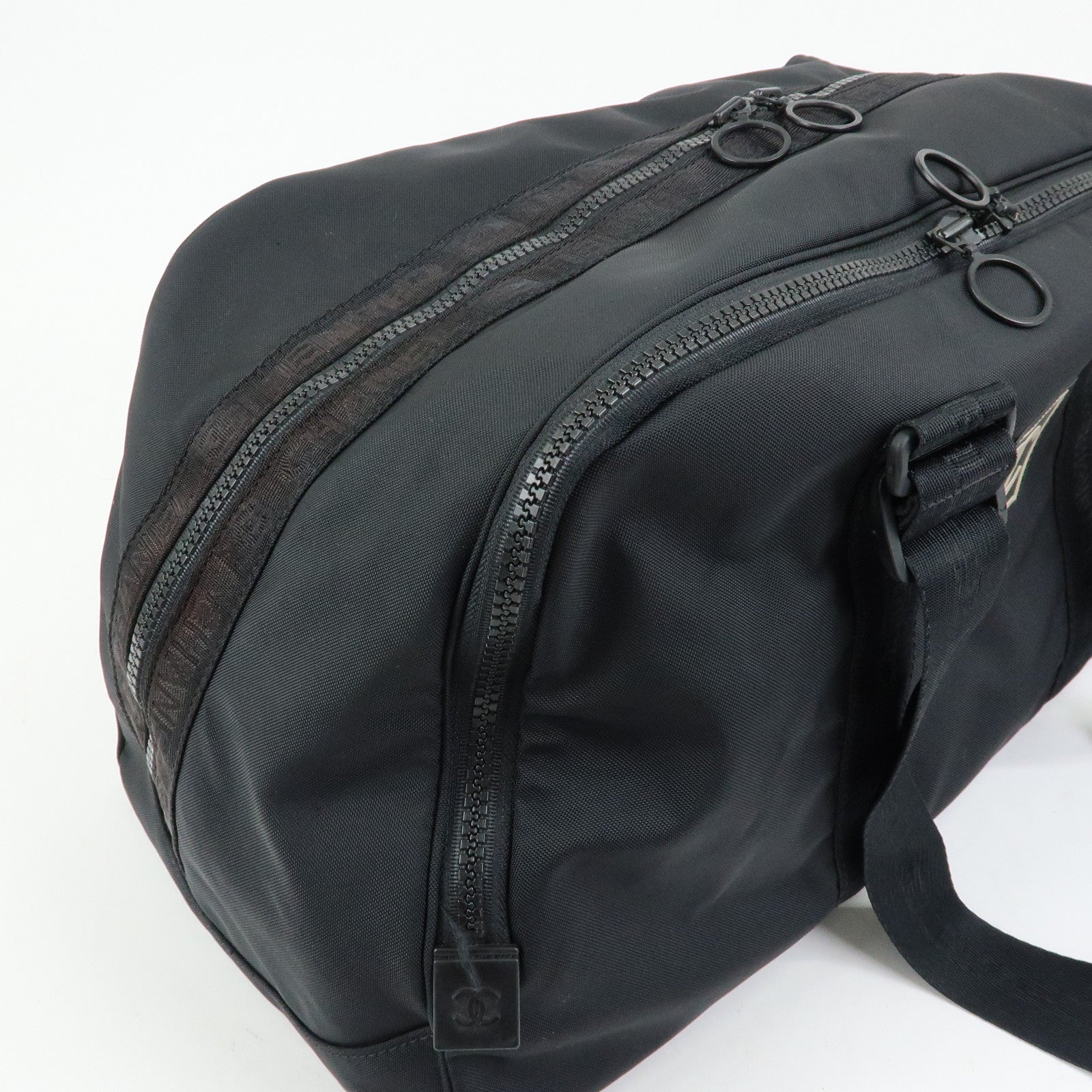 CHANEL COCO Mark Sport Line Nylon Boston Bag Shoulder Bag Black