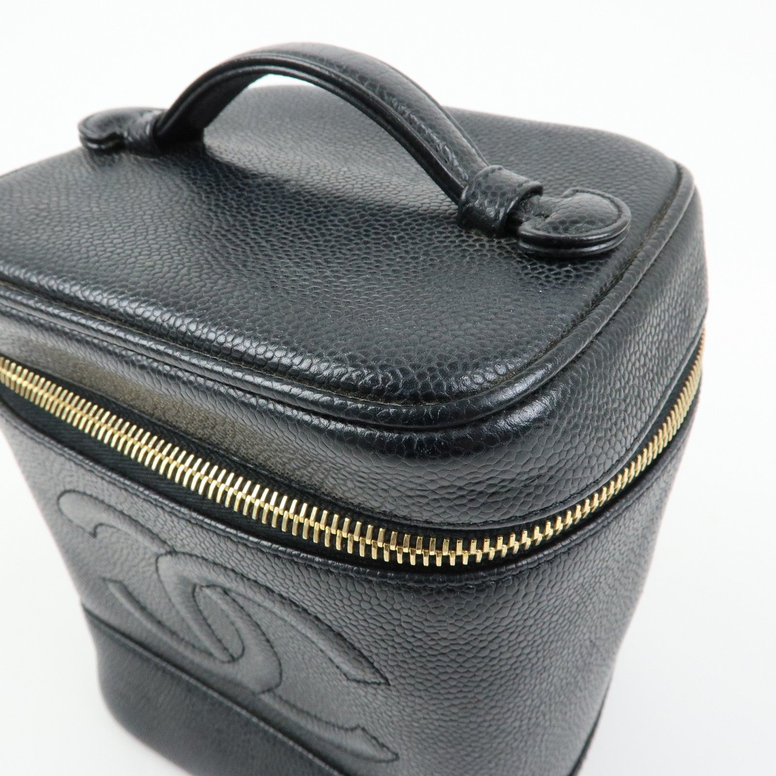 CHANEL COCO Mark Caviarskin Vanity Bag Hand Bag Black A01998