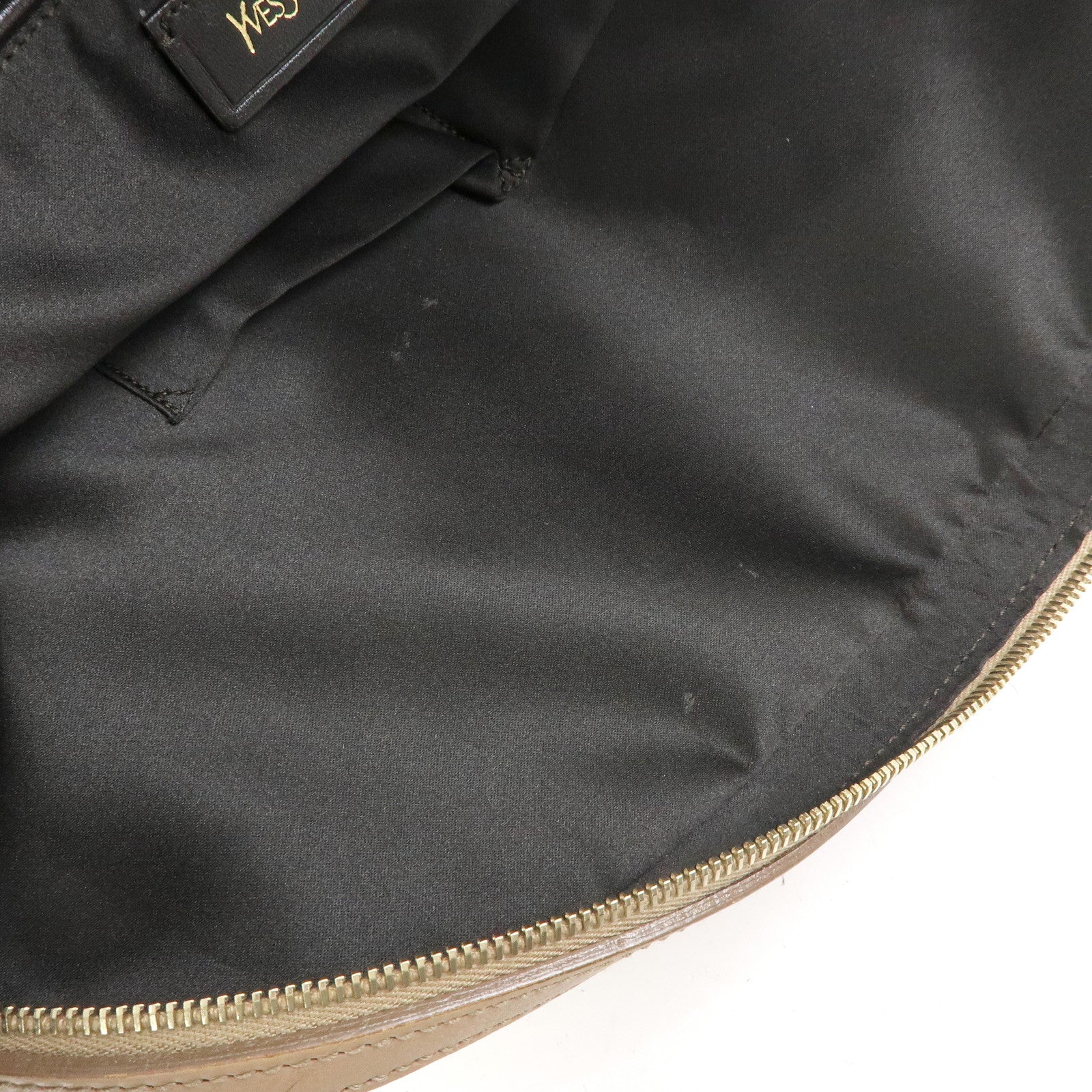 SAINT LAURENT PARIS Muse Leather Hand Bag Tote Bag Beige