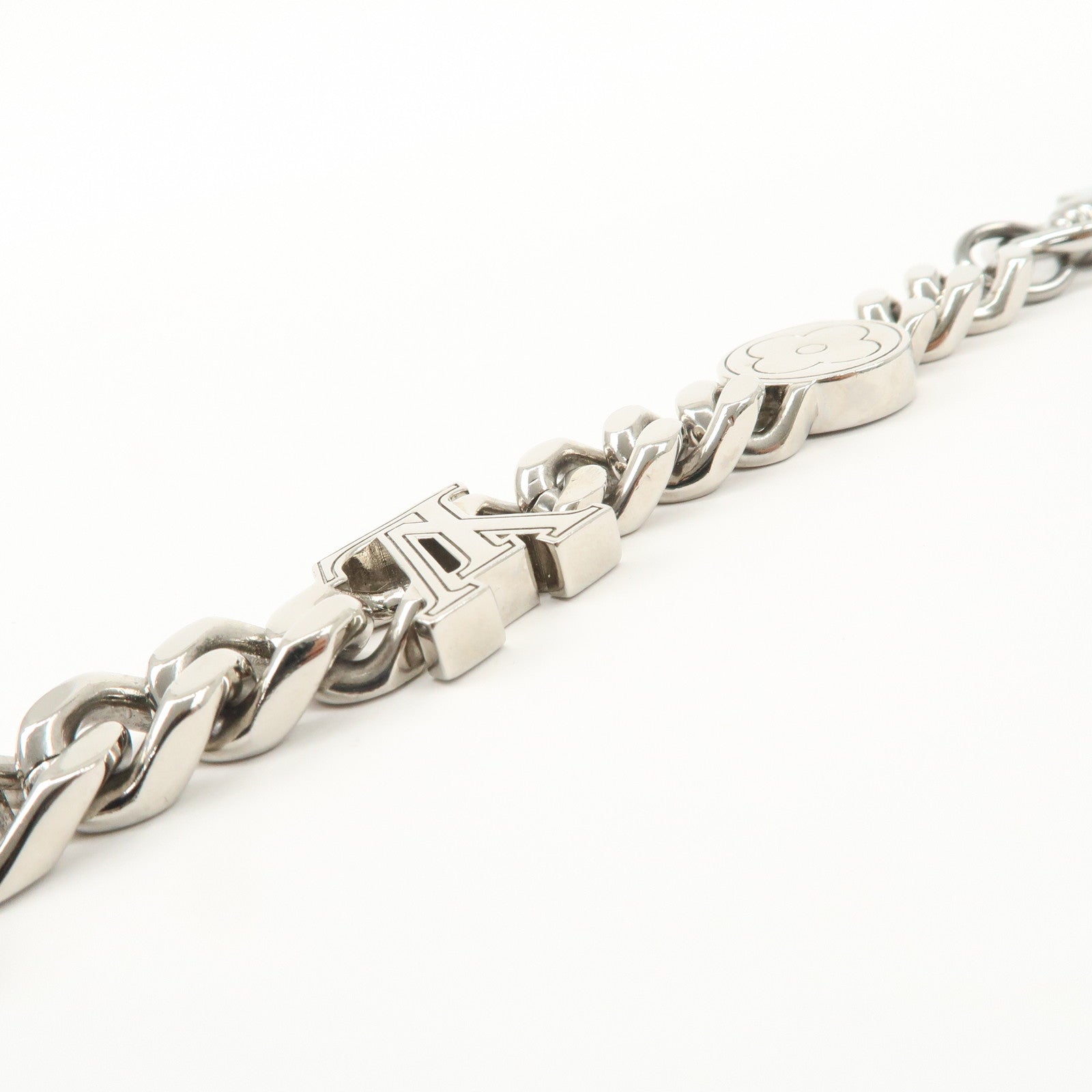 Louis Vuitton Monogram Element Chain Metal Bag Charm Silver M01468 Used