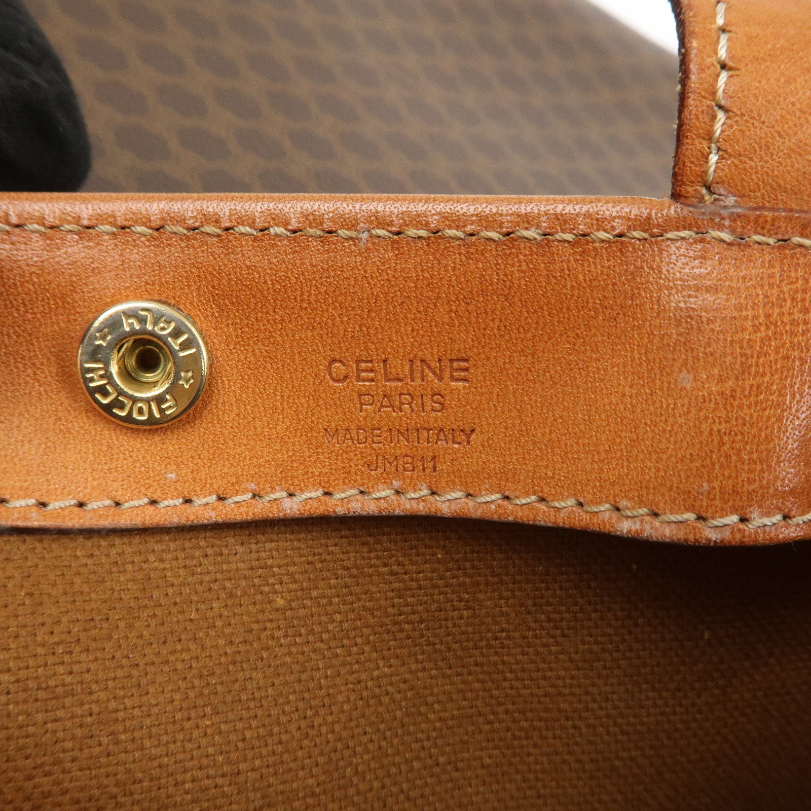 CELINE Macadam PVC Canvas Leather Tote Bag Shoulder Bag Brown
