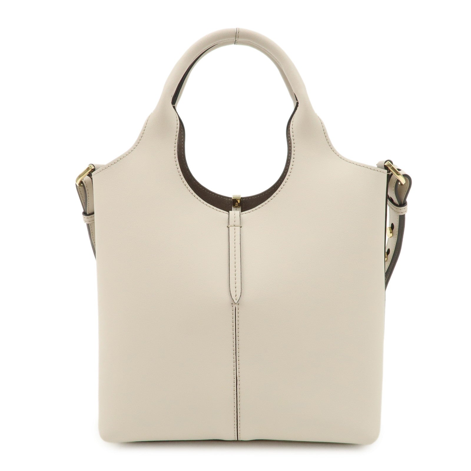 TOD’S Leather Mini 2Way Tote Bag Shoulder Bag Hand Bag Light Greige
