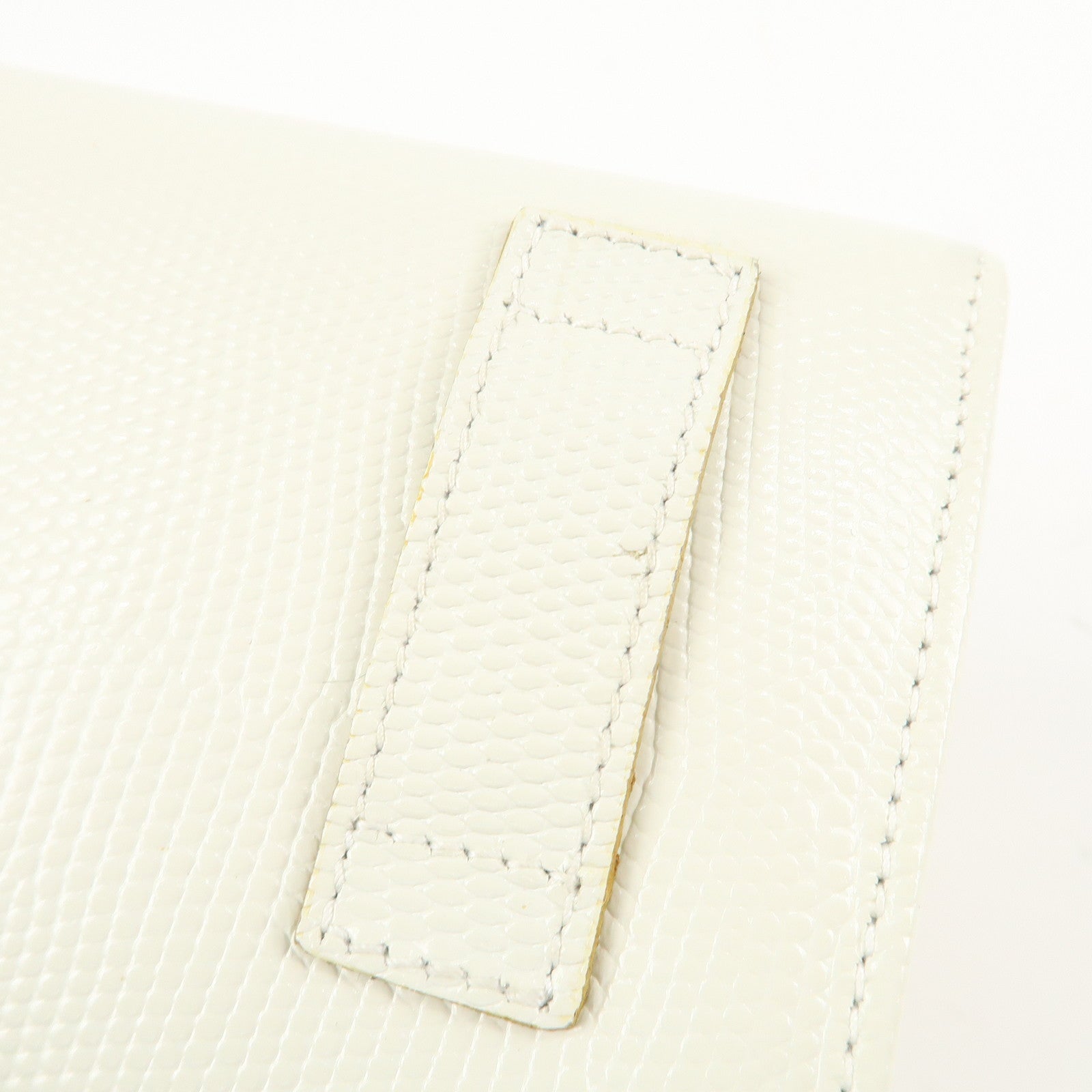 Ferragamo Vara Ribbon Leather Nylon Chain 2Way Shoulder Bag White Used