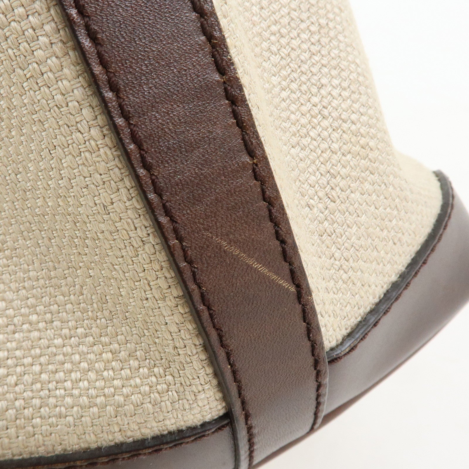 GUCCI Gucci Craft GG Canvas Leather Tote Bag Beige Brown 247209