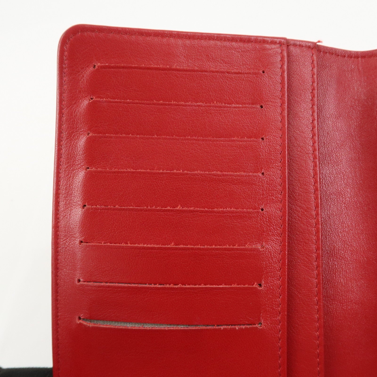 CHANEL COCO Mark Caviarskin Bi-Fold Long Wallet Red