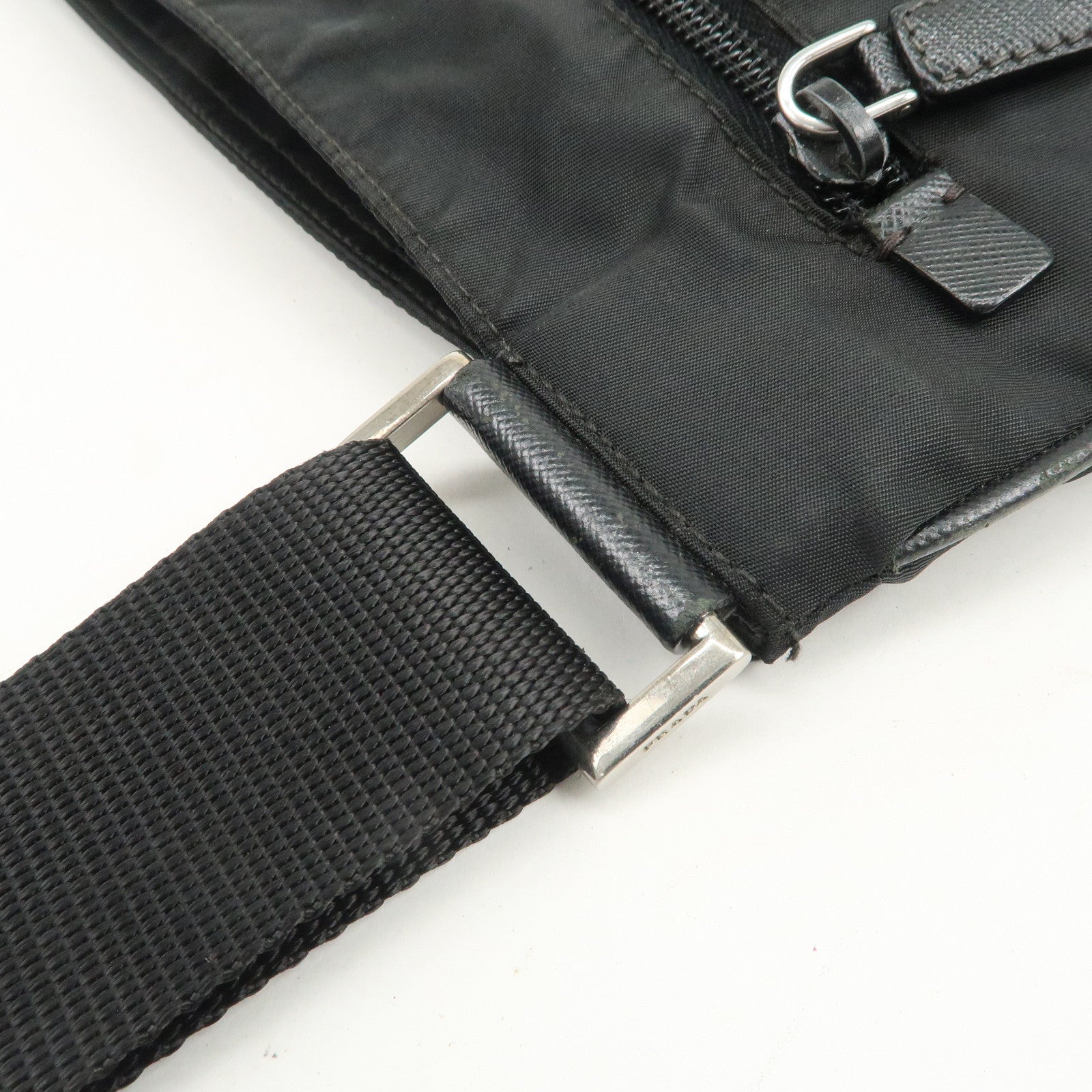 PRADA Triangle Logo Nylon Shoulder Bag Crossbody Bag Black