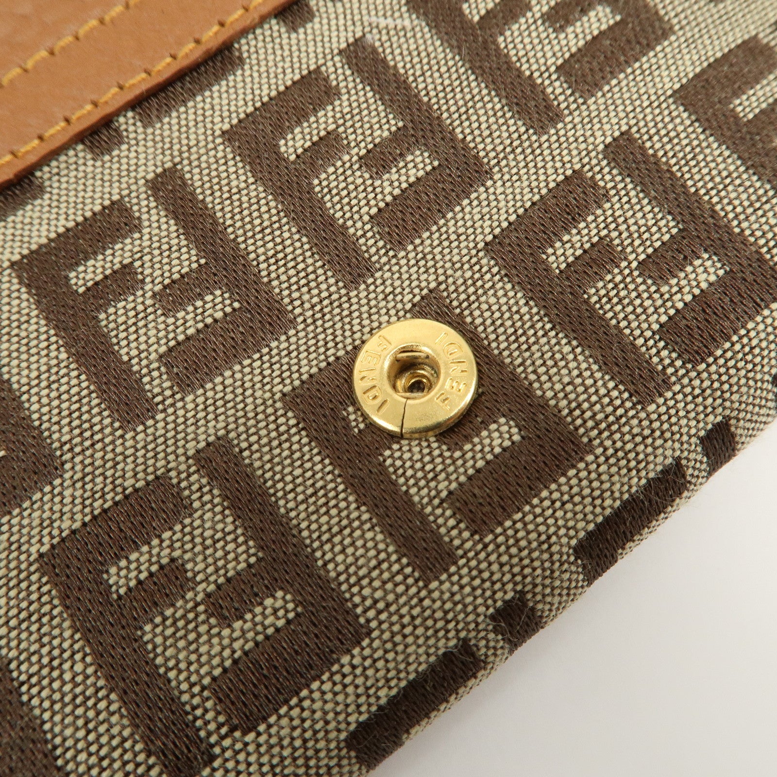 FENDI Zucchino Canvas Long Flap Wallet Camel 8M0179