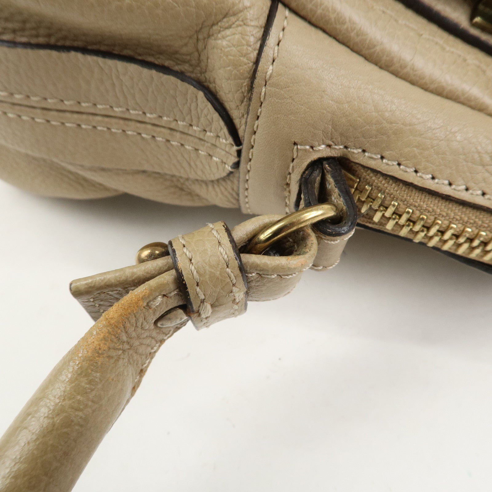 Chloe Parati Leather 2WAY Bag Shoulder Bag Beige