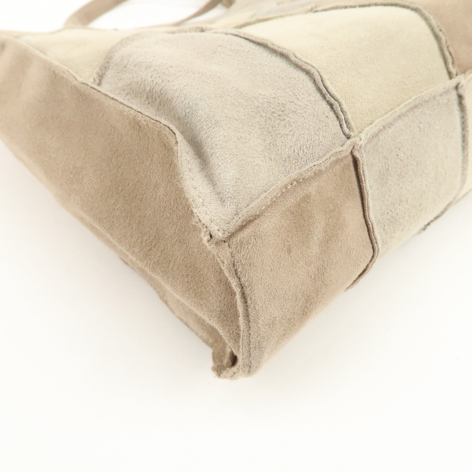 CHANEL Suede Shoulder Bag Tote Bag Patchwork Beige Brown