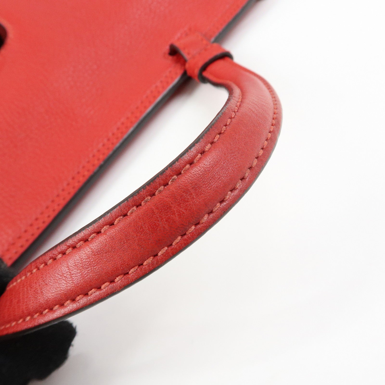 GUCCI Bamboo Leather 2Way Bag Hand Bag Shoulder Bag Red 370830