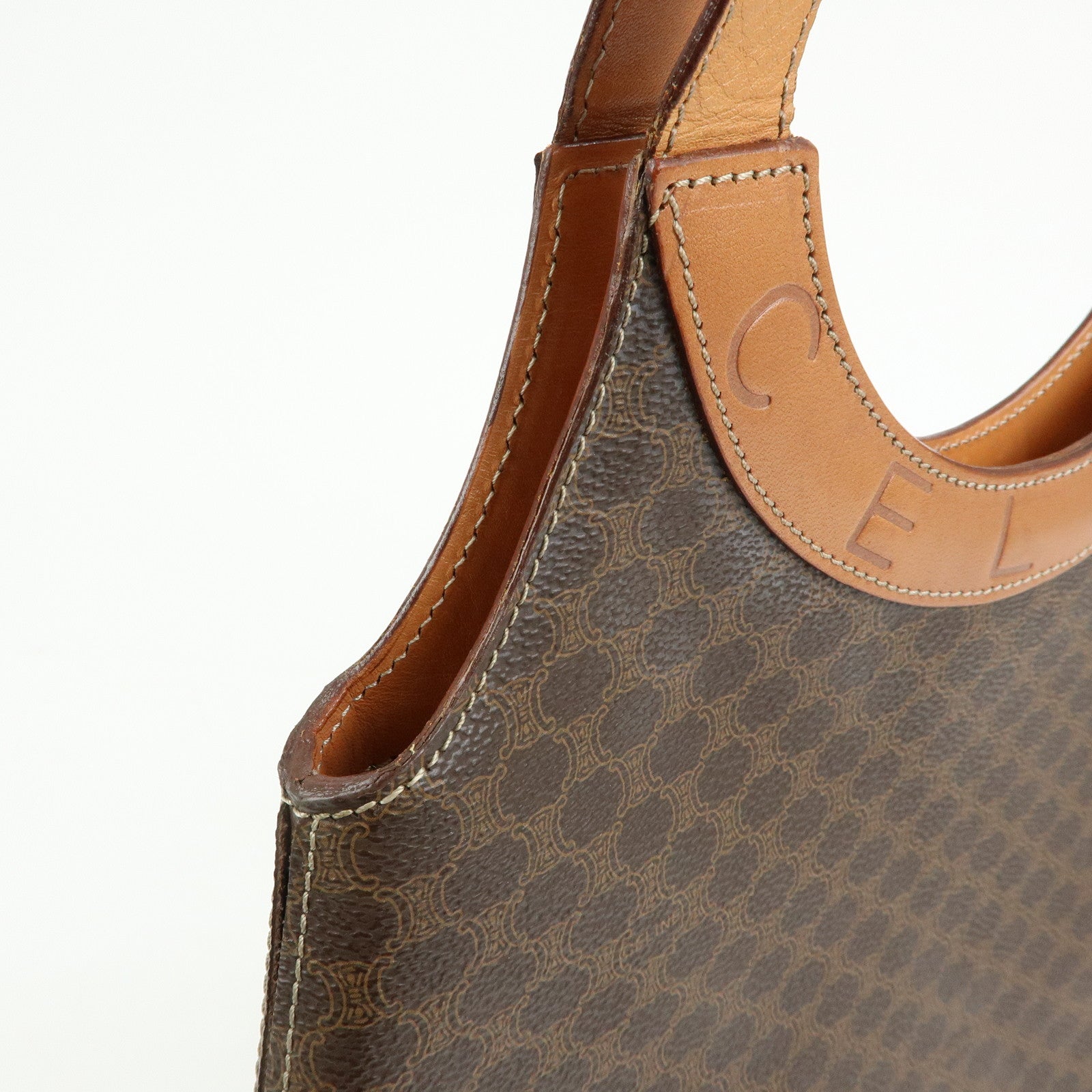 CELINE Macadam PVC Leather Tote Bag Shoulder Bag Brown