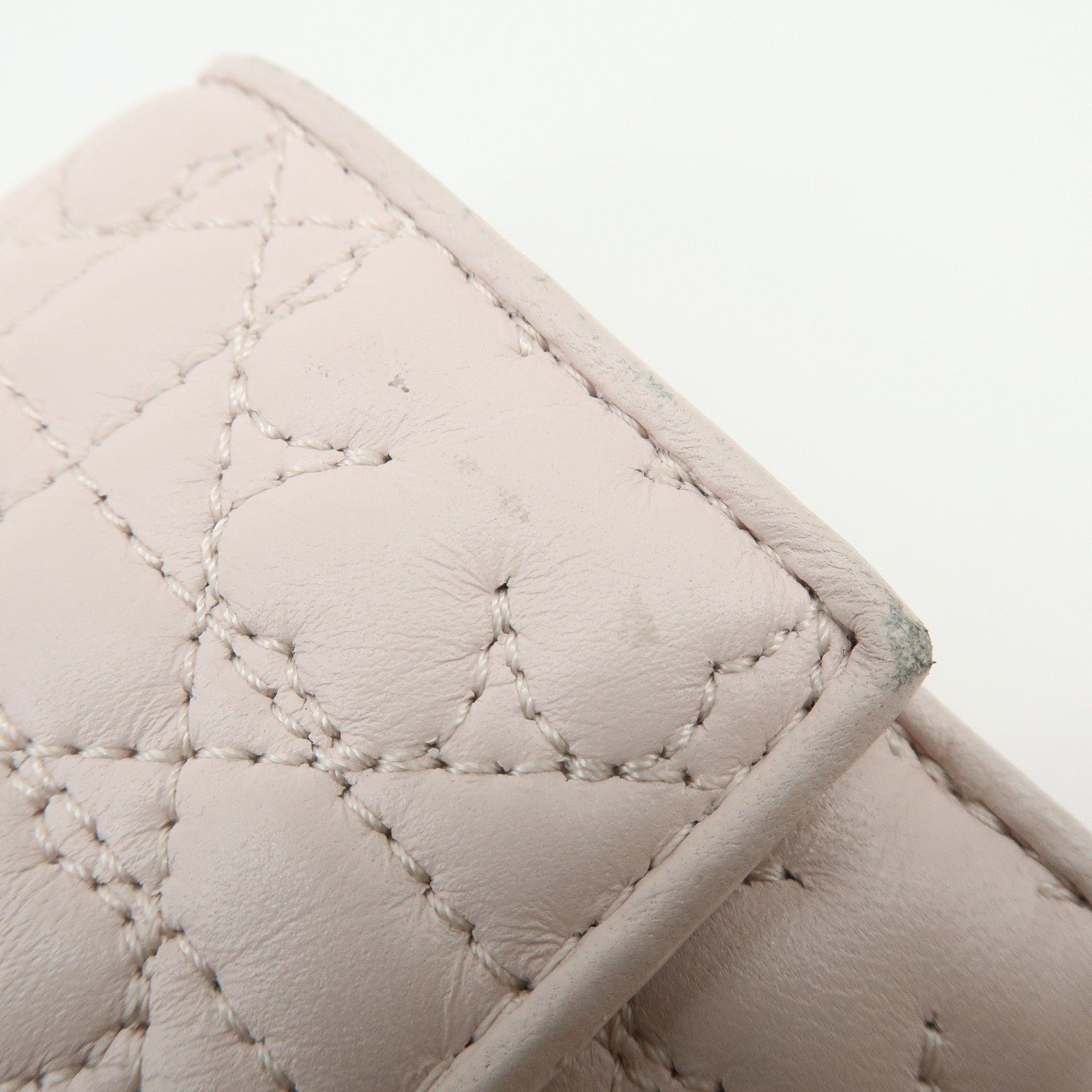 Christian Dior Cannage Leather Tri-fold Compact Wallet Light Pink