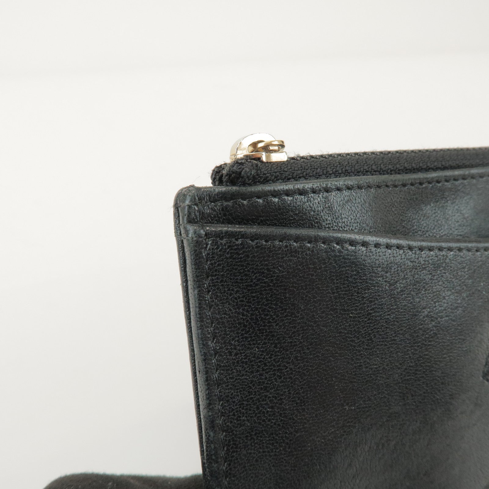 CHANEL COCO Mark Calf Leather Long Wallet Black