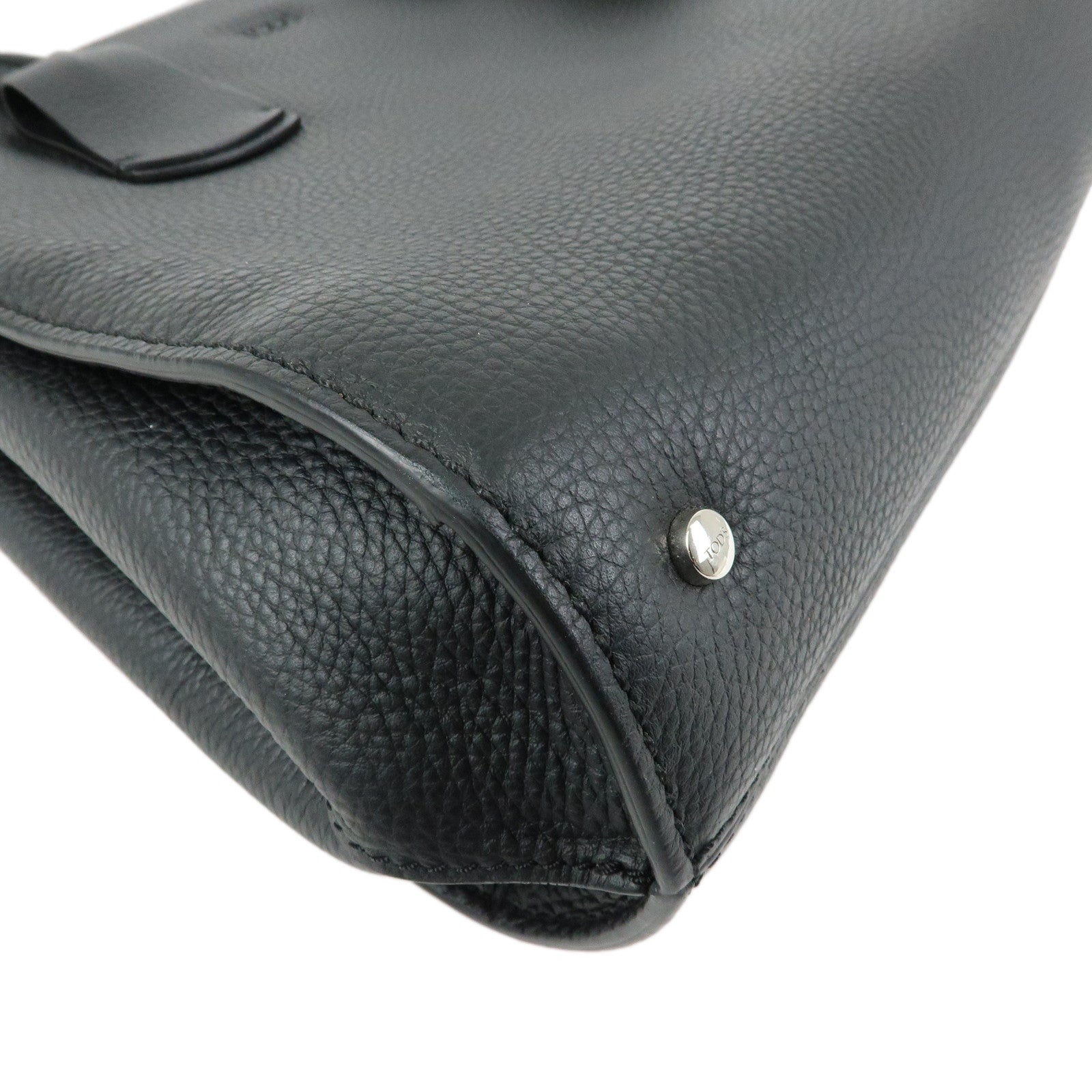 TOD’S Leather Tote Bag Hand Bag Black