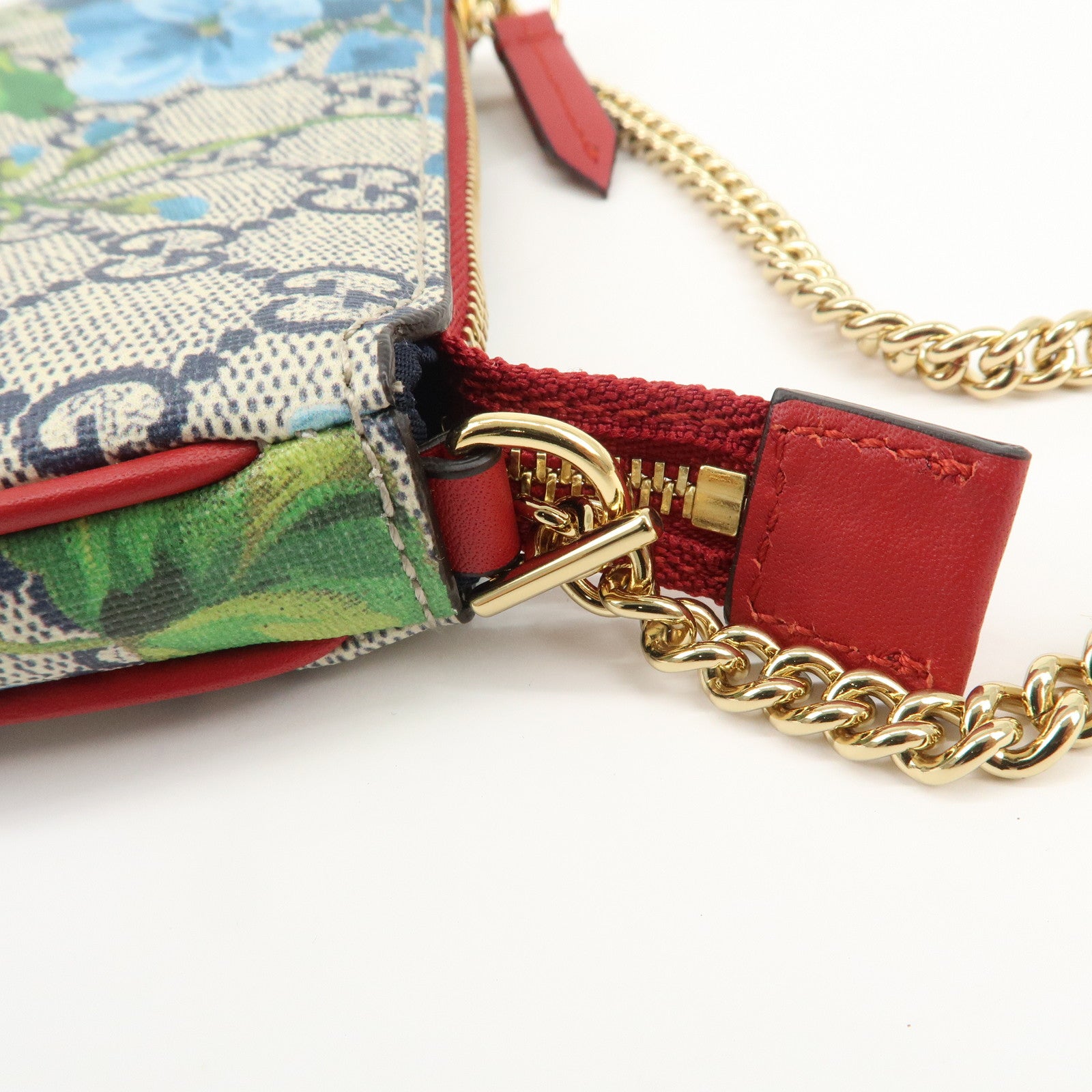 GUCCI GG Supreme GG Blooms Cosmetic Pouch Hand Bag Blue Red 429766