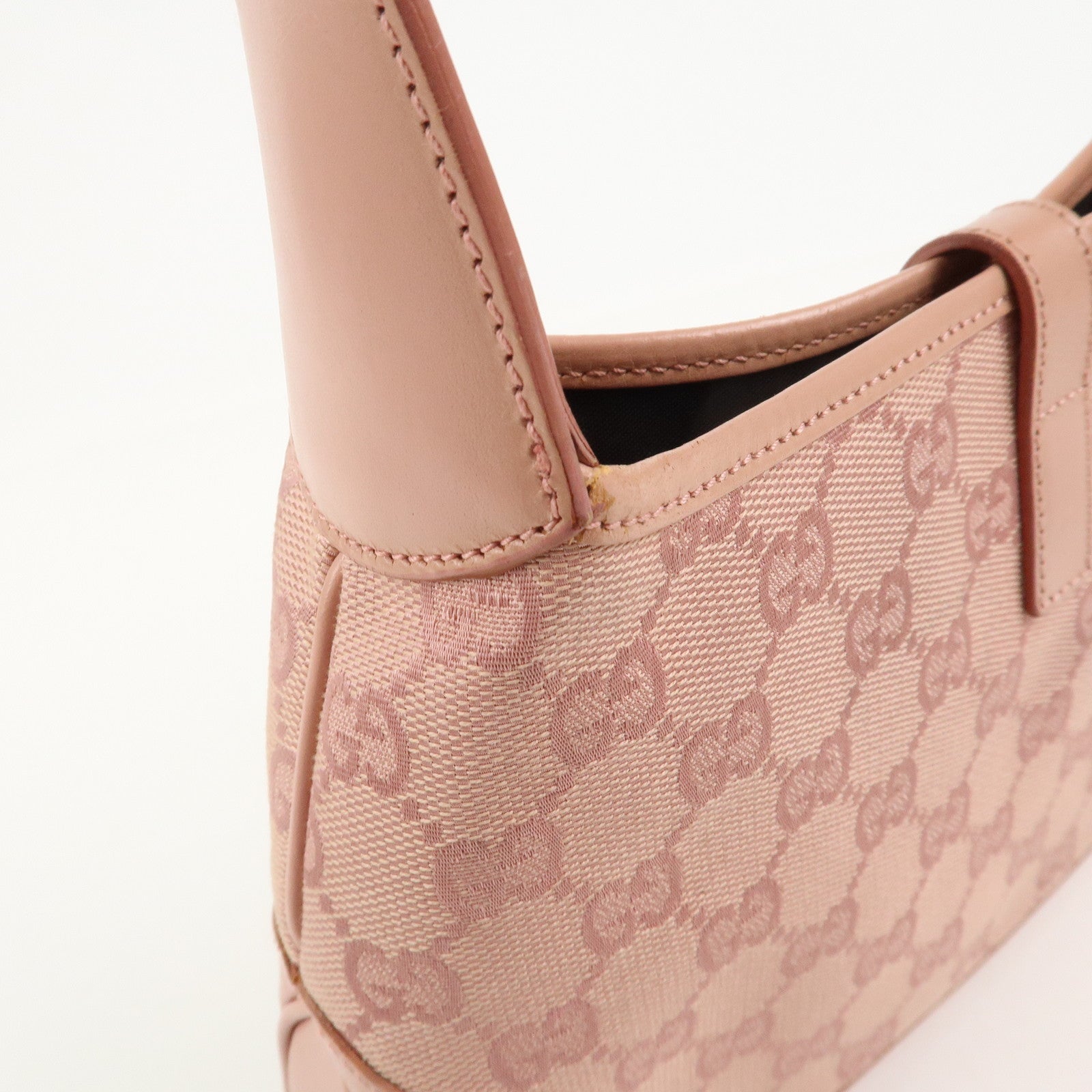 GUCCI Jackie Canvas Leather Shoulder Hand Bag Pink 001.3735