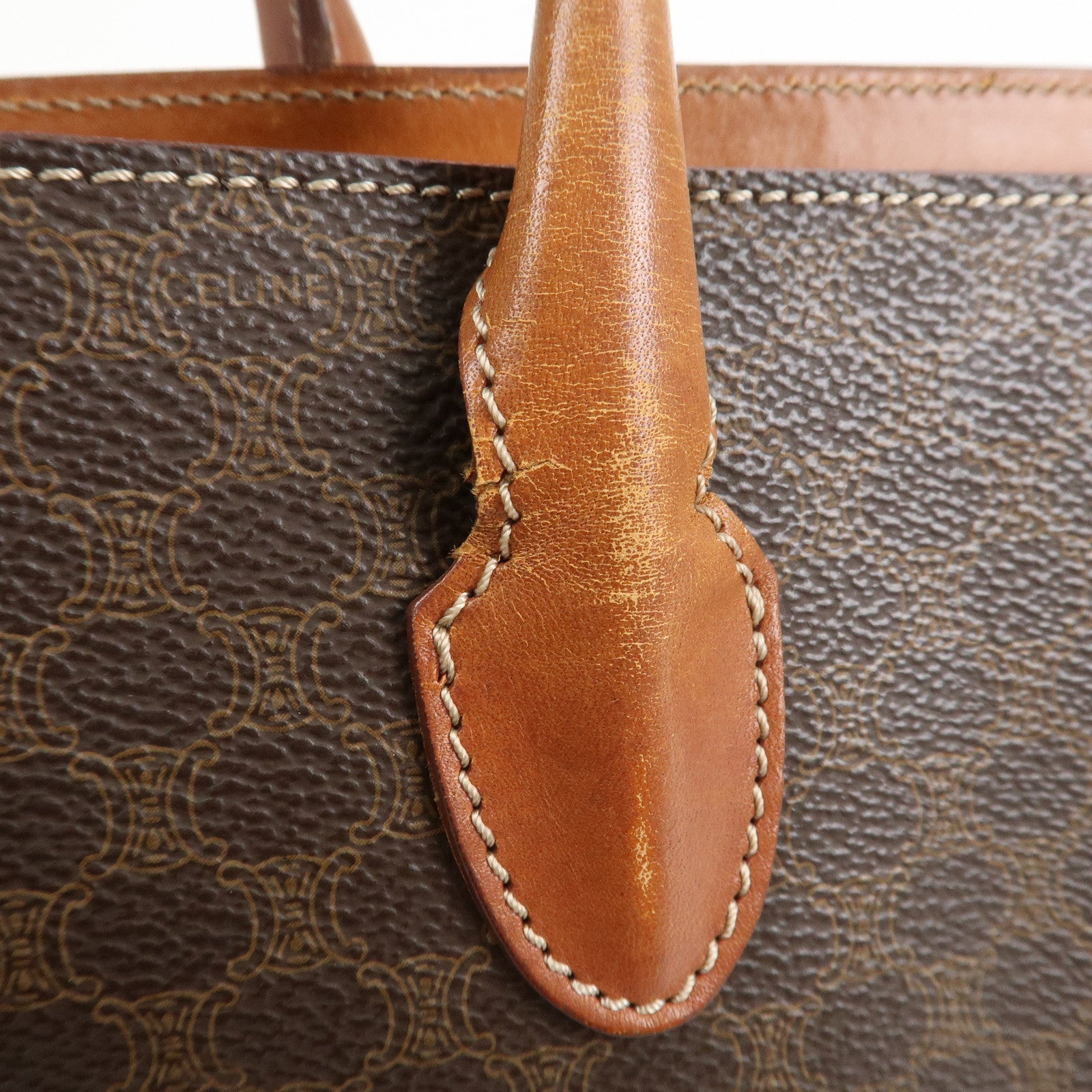 CELINE Macadam PVC Leather Tote Bag Hand Bag Brown