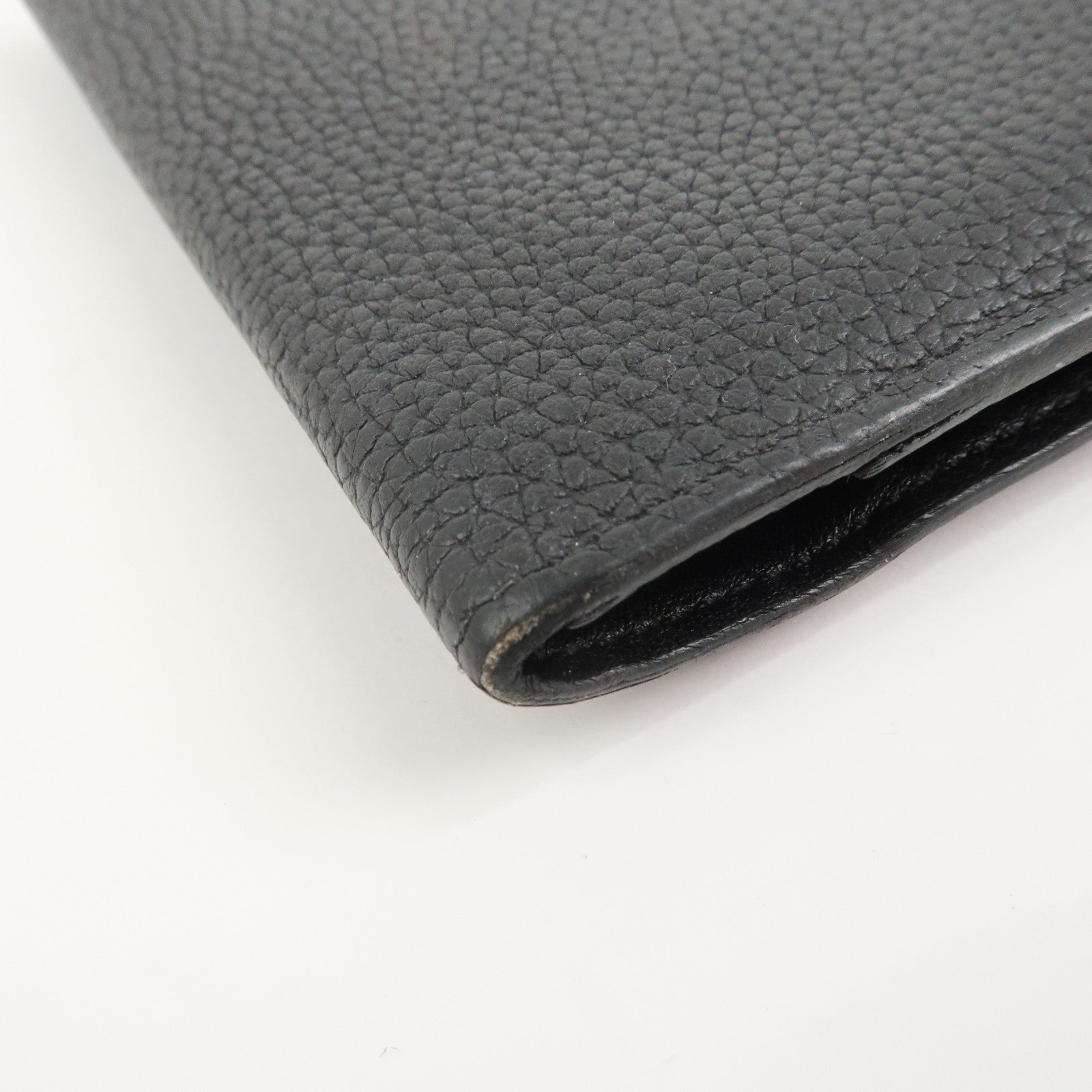 HERMES Dogon Togo Leather Compact Wallet Y Stamped Black
